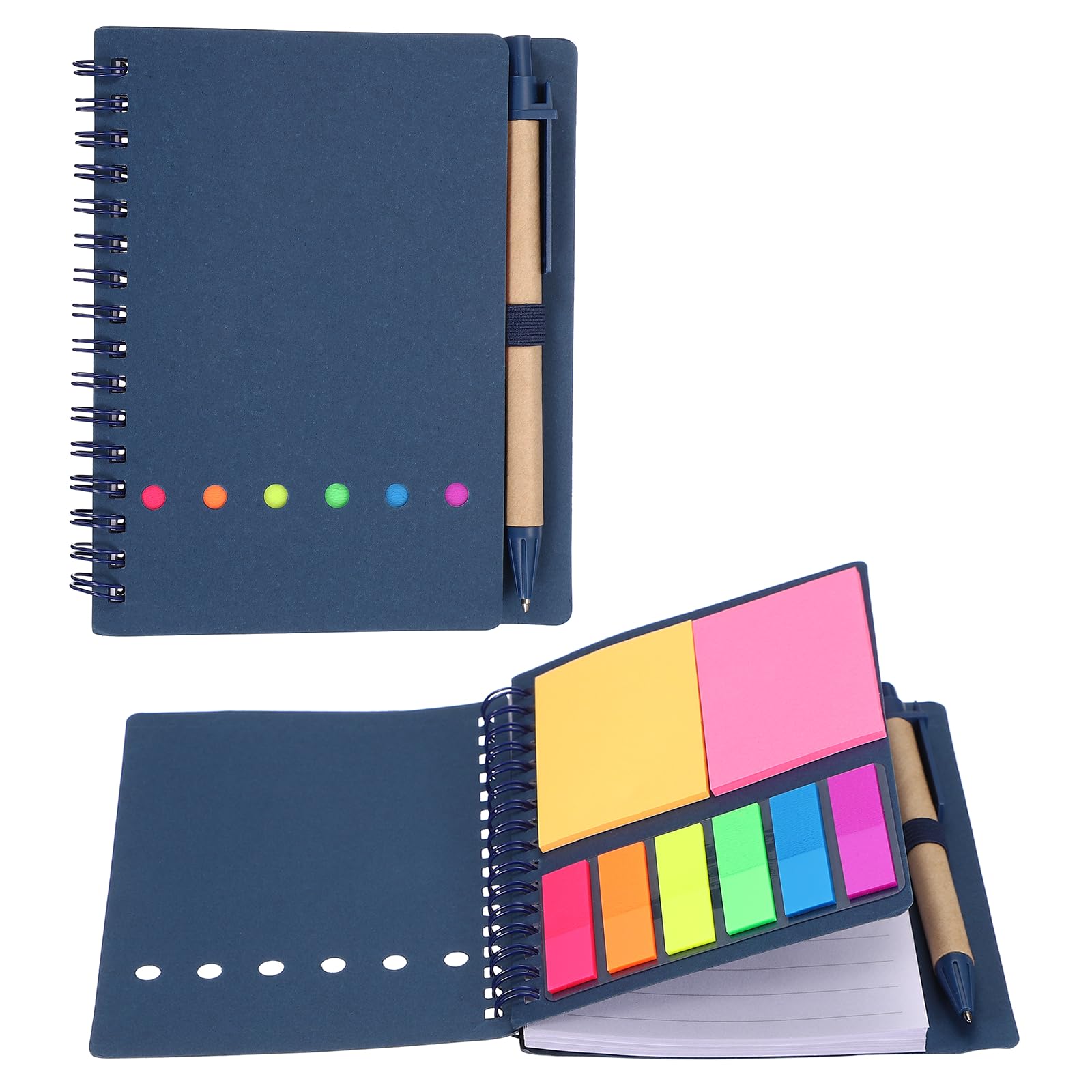 Carnets spirale avec notes adhésives et stylo petit format à lignes