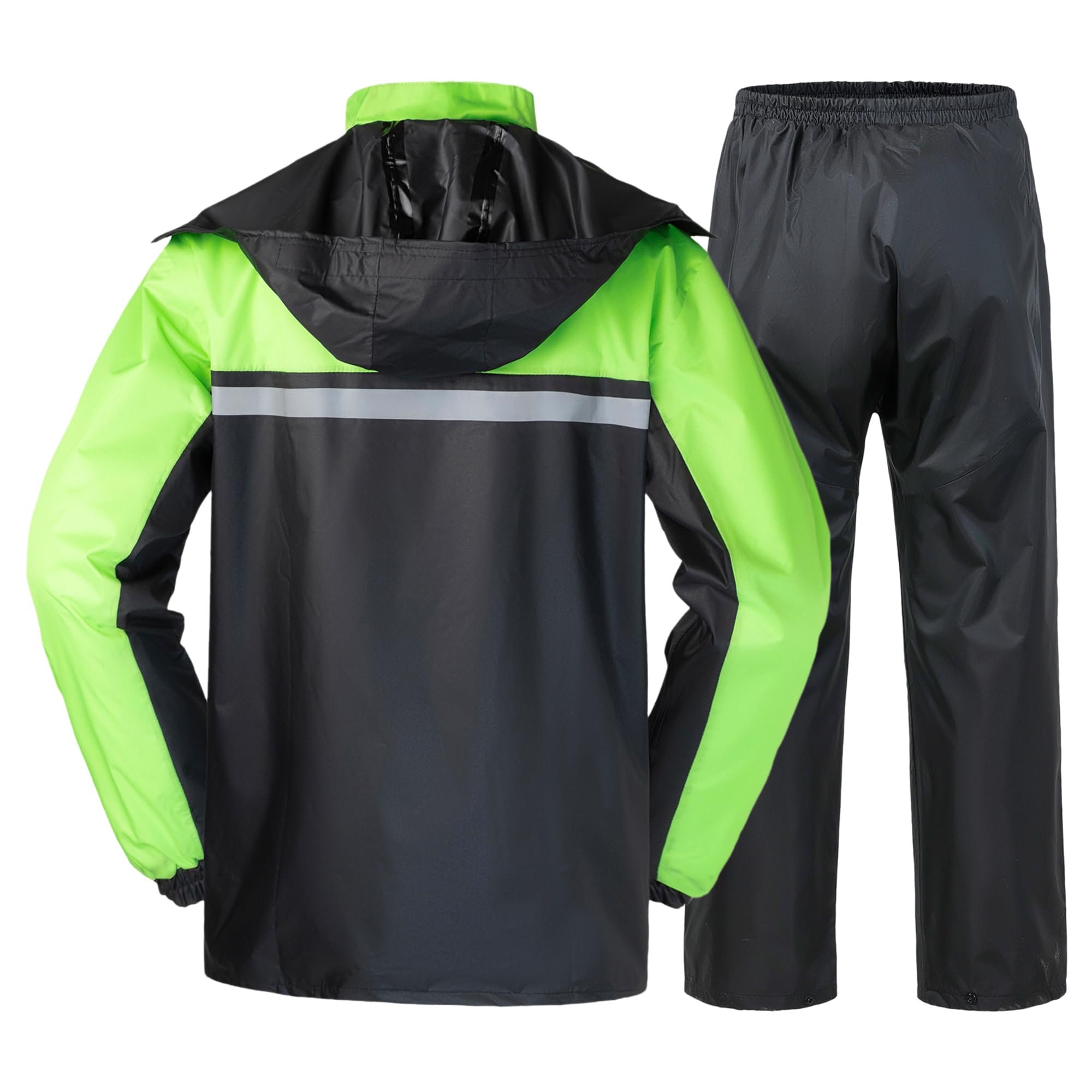 Traje de Lluvia Impermeable Hombre Chaqueta y Pantalones de Lluvia Impermeable Reflectante Ropa para La Lluvia con Capucha