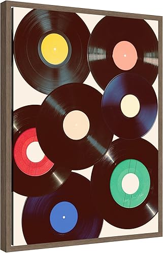 Kate and Laurel Honey Island Studio - Lienzo enmarcado de vinilo retro para pared, 18 x 24 pulgadas, nogal Sylvie, tradicional, entretenimiento,