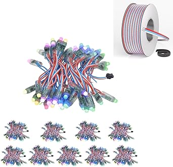 ALITOVE 5V 500pcs WS2811 Individually Addressable RGB LED Pixels Light with 98.4ft 3Pin 18AWG Electric Wire