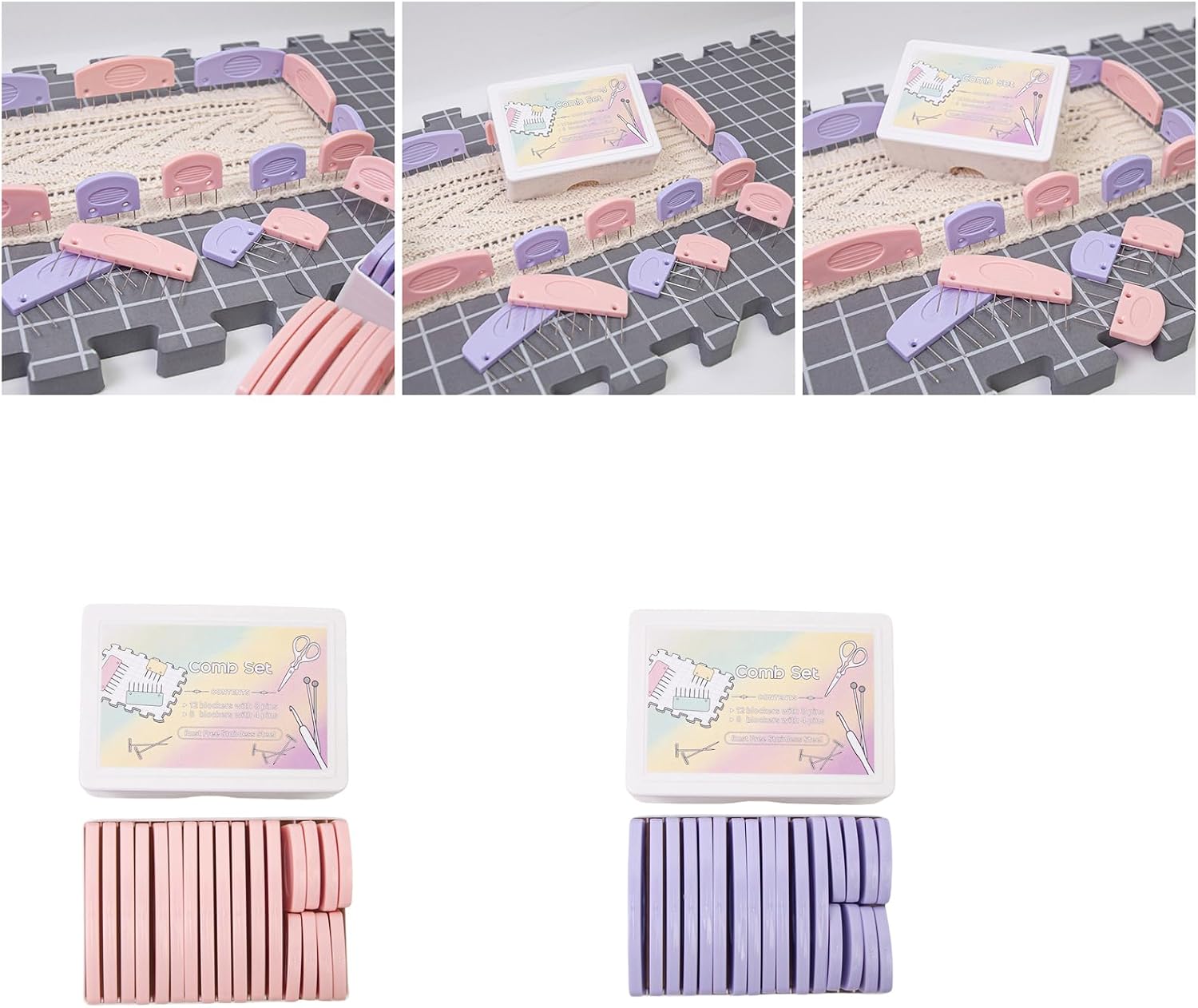 20Pcs Knit Blocking Combs 4-Pin 8 Knit Tool & Crochet for Crochet Knitting Craft Project Knitting Supplies