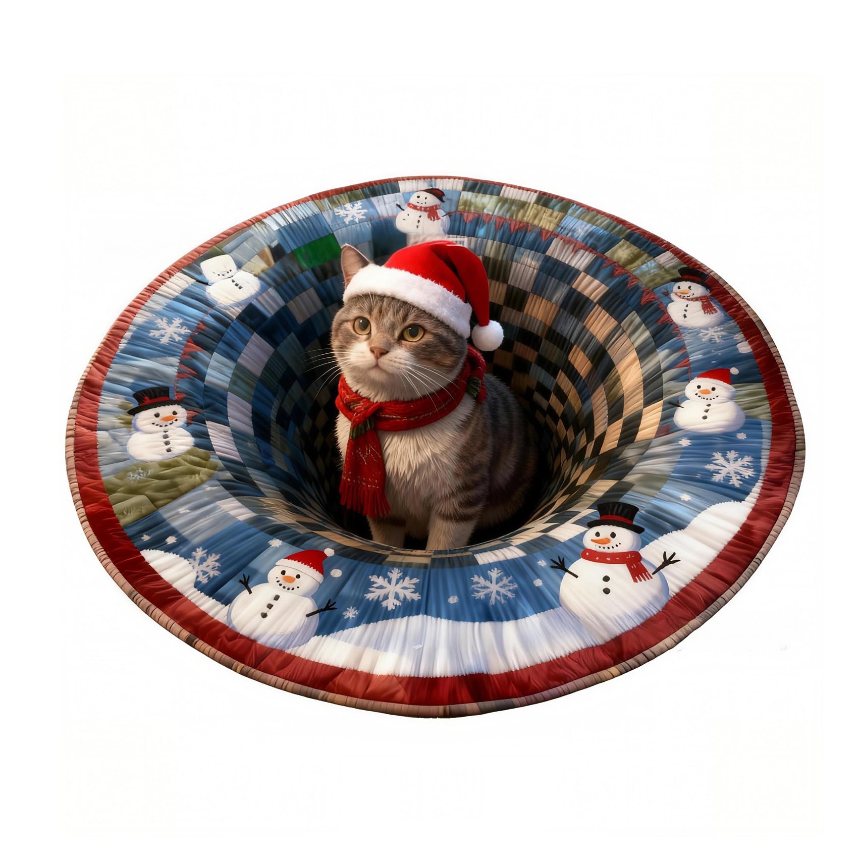 Juxdzishw J ,120*120,Christmas 3D Rug – Christmas Optical Illusion Rugs, Round Swirl Rug, Decorative Rugs With Depth Pattern, Funny Santa Claus Non-Slip Mats, For Holiday Entryway Living Room Bedroom