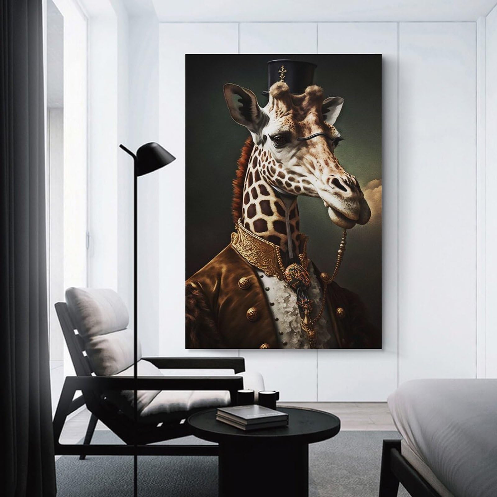 Junmoney Giraffe Aristocrat Decorative Canvas Print 12x18inch(30x45cm), for Hallway, Bedroom Or Modern Interiors, Home Decor Gift with Stylish Appeal