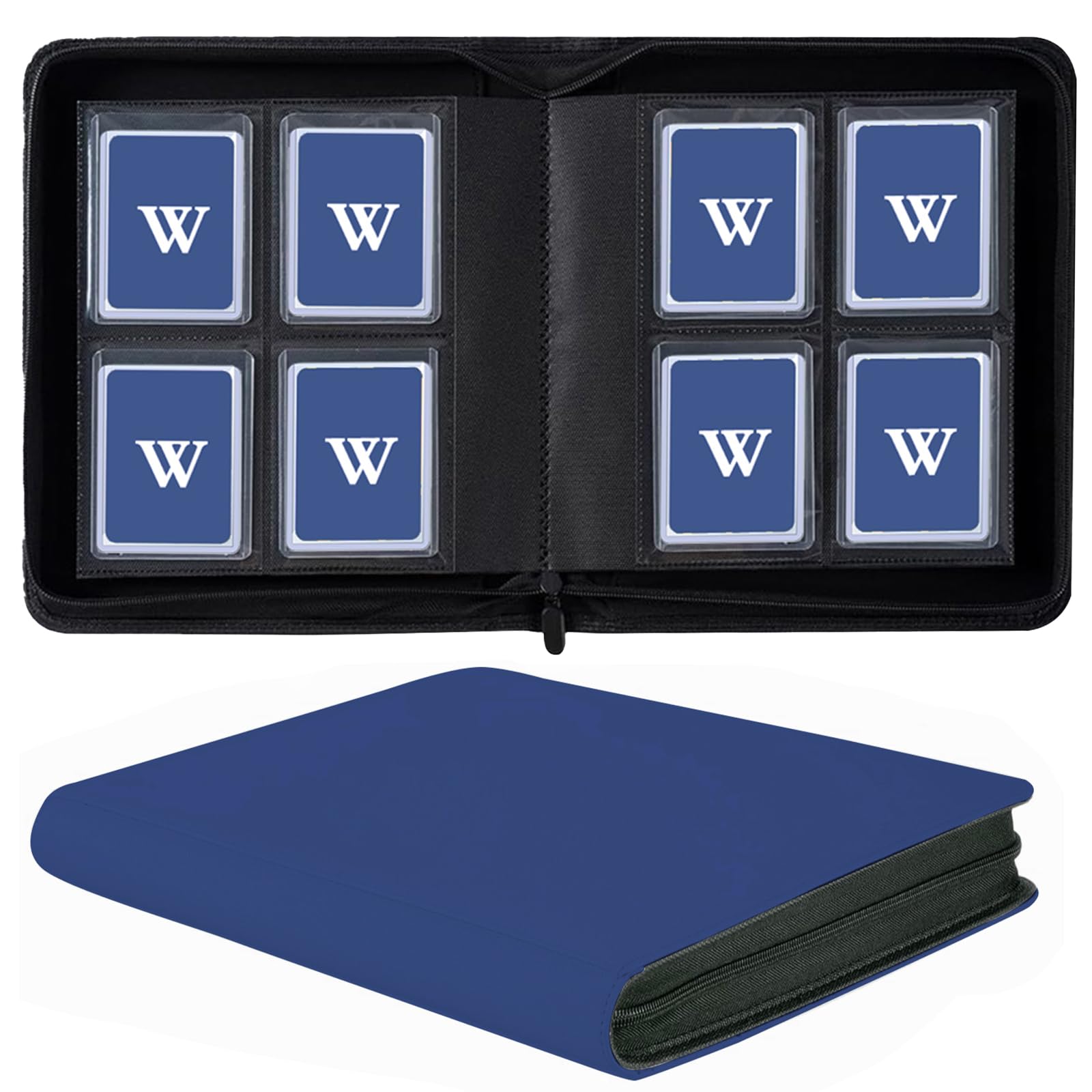 128 Pockets Toploader Binder Holds Top Loaders, 4-Pocket Top Loaders Binder Album, Toploader Card Binder for 3" x 4" Rigid Card Holders, Ringless Toploader Storage Folder (Blue) — image 1