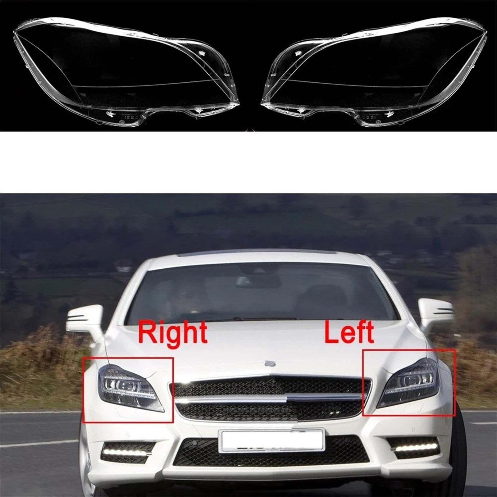 Alloggiamenti fari anteriori auto Per Benz W218 Per CLS CLS260 CLS300 CLS350 2012-2016 Copri Lente Fari Anteriori(Left and Right)