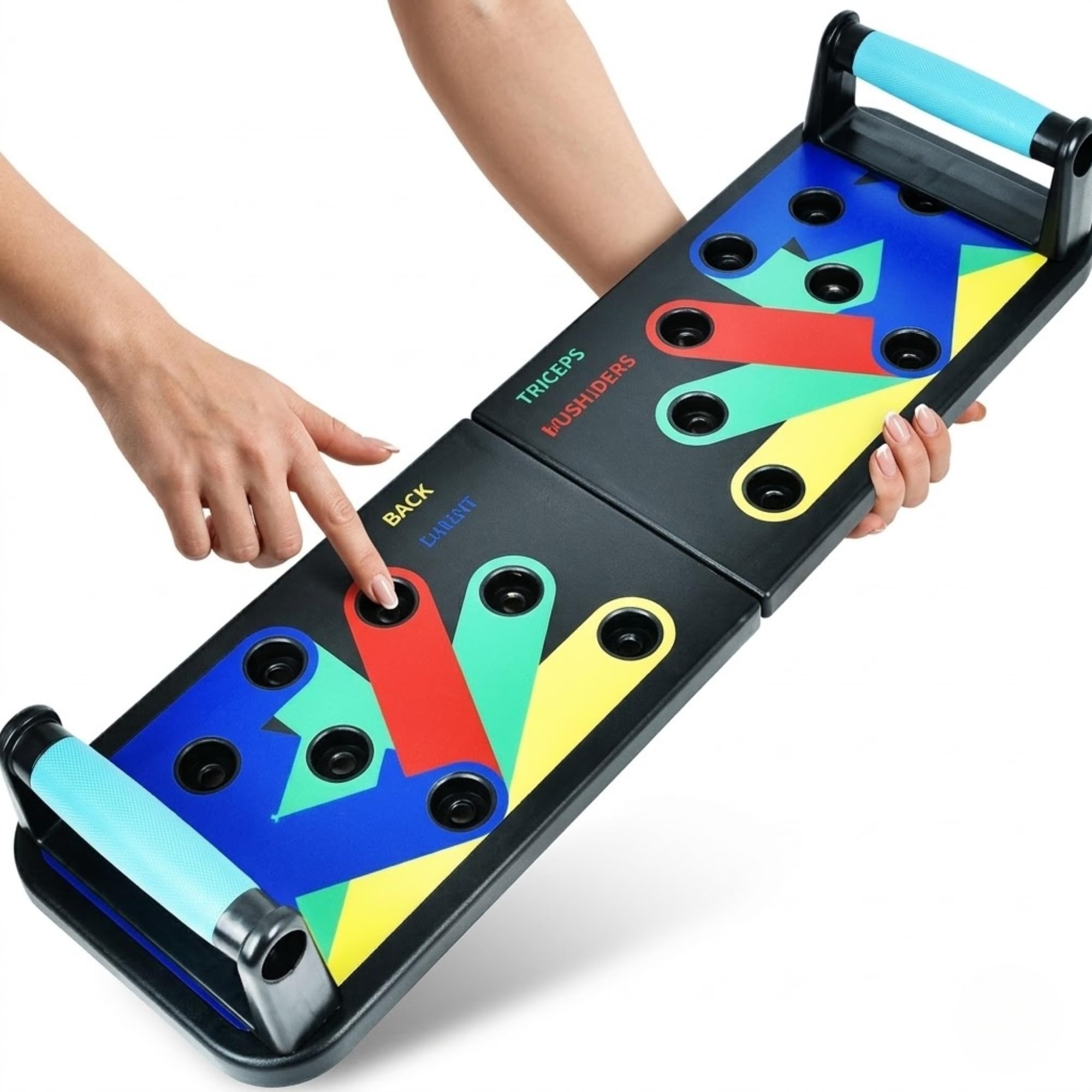 Drumstone Push Up Board Foldable Pushup Bar Fitness Training System for Home Gym Workout Strength Training Chest Arms Core Exercise Board with Color Coded Positions Portable Durable Design-picture-11