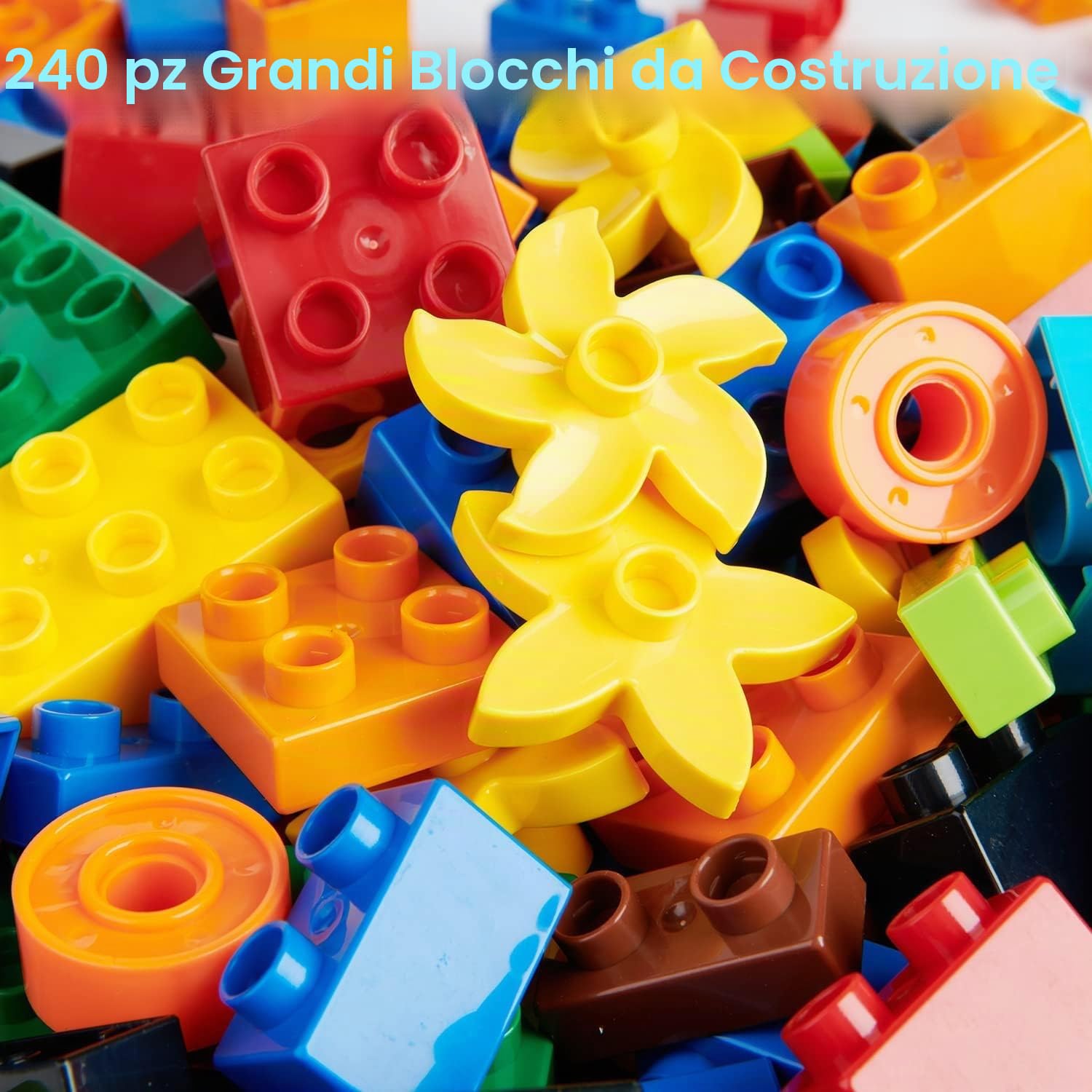 WYSWYG set di blocchi grandi, compatibile, set iniziale per scatole di blocchi, blocchi base colorati, adatto per 3-4-5 anni, 240 pezzi