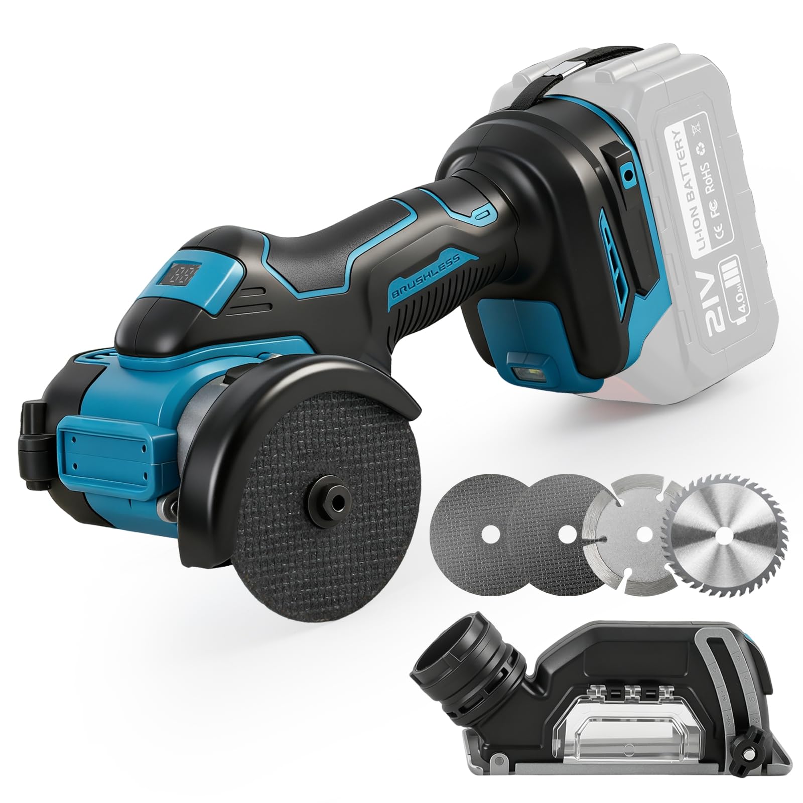 LEZZYRUCK ディスクグラインダー 充電式 ミニグラインダー 電動 マキタと互換性あり 650W ブラシレス コードレス 切削深さ18mm 正逆回転 無段