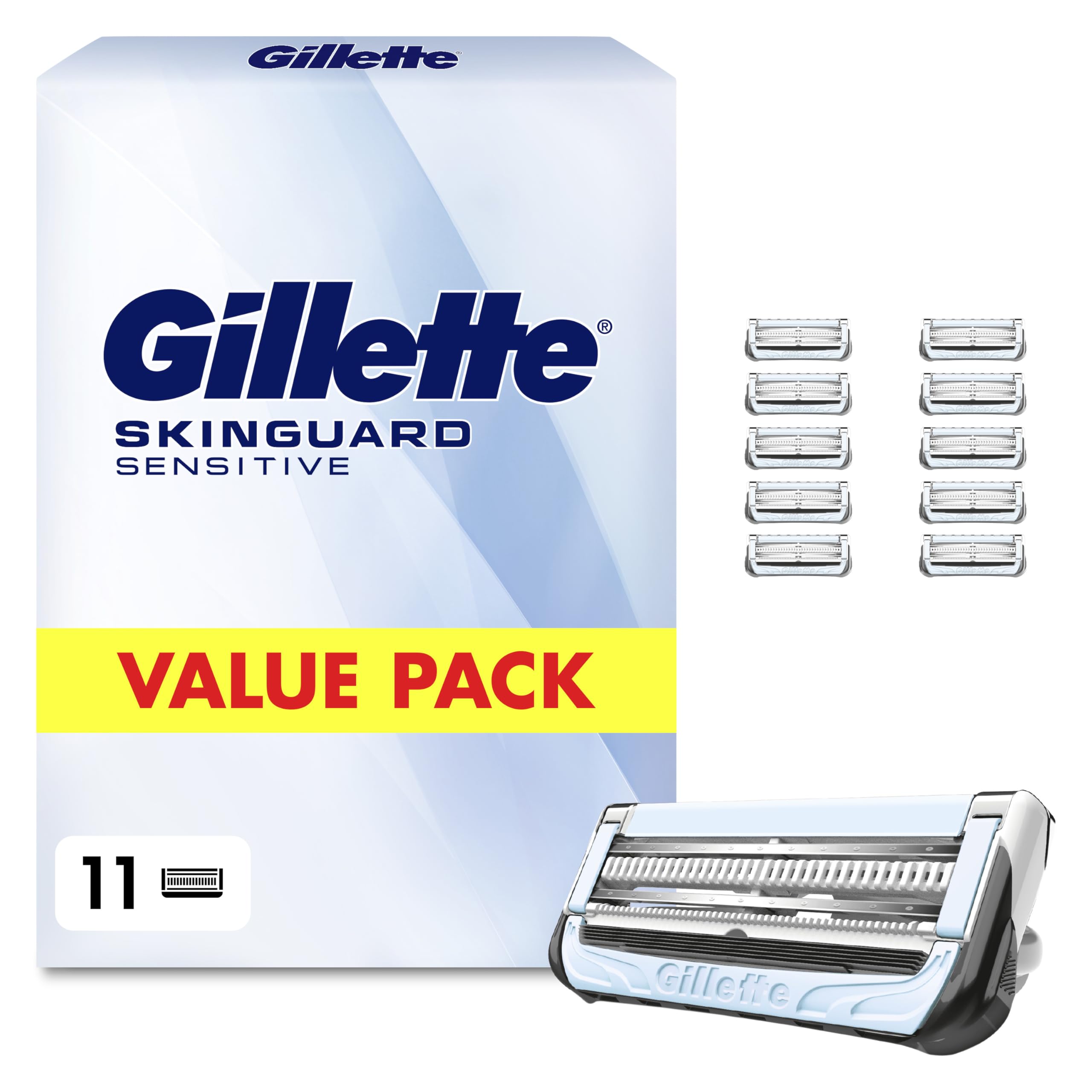 Gillette SkinGuard Sensitive Ersatzklingen – 11 Originalklingen für Nassrasierer