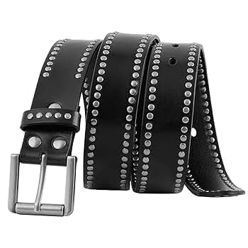 小物 vintage studs belt FIORETTO Mens Studded Genuine Leather Belts For Jeans Punk
