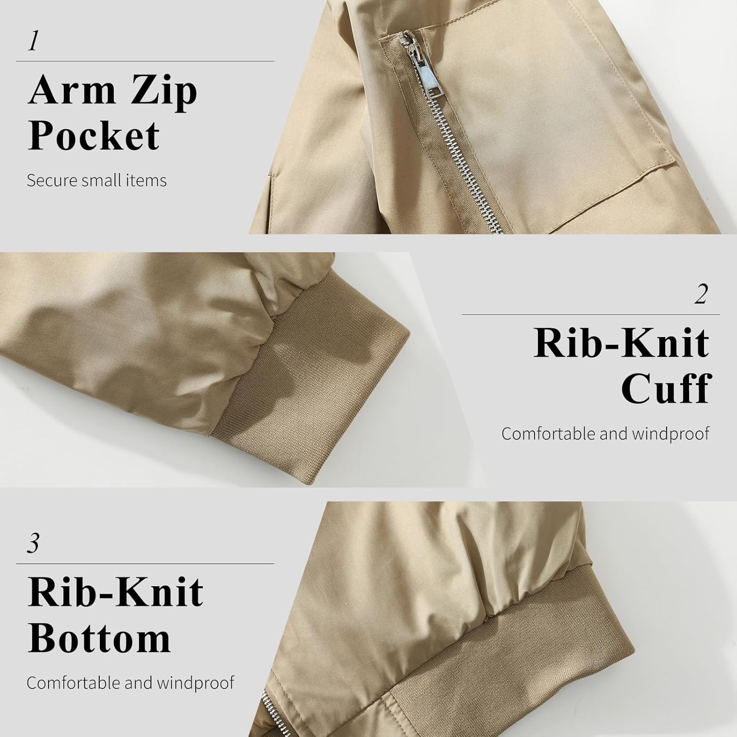 Men's Bomber Jacket Lightweight Casual Fashion Windbreaker Zip Up Coat for Men - Image 4