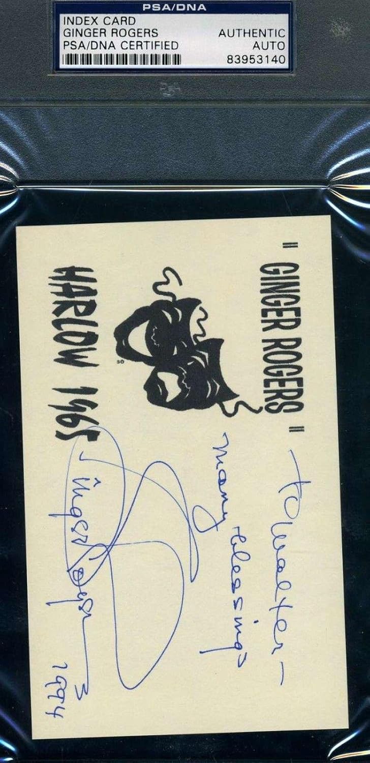 Ginger Rogers Hand Signed 3x5 Index Card Authenticated Autograph PSA