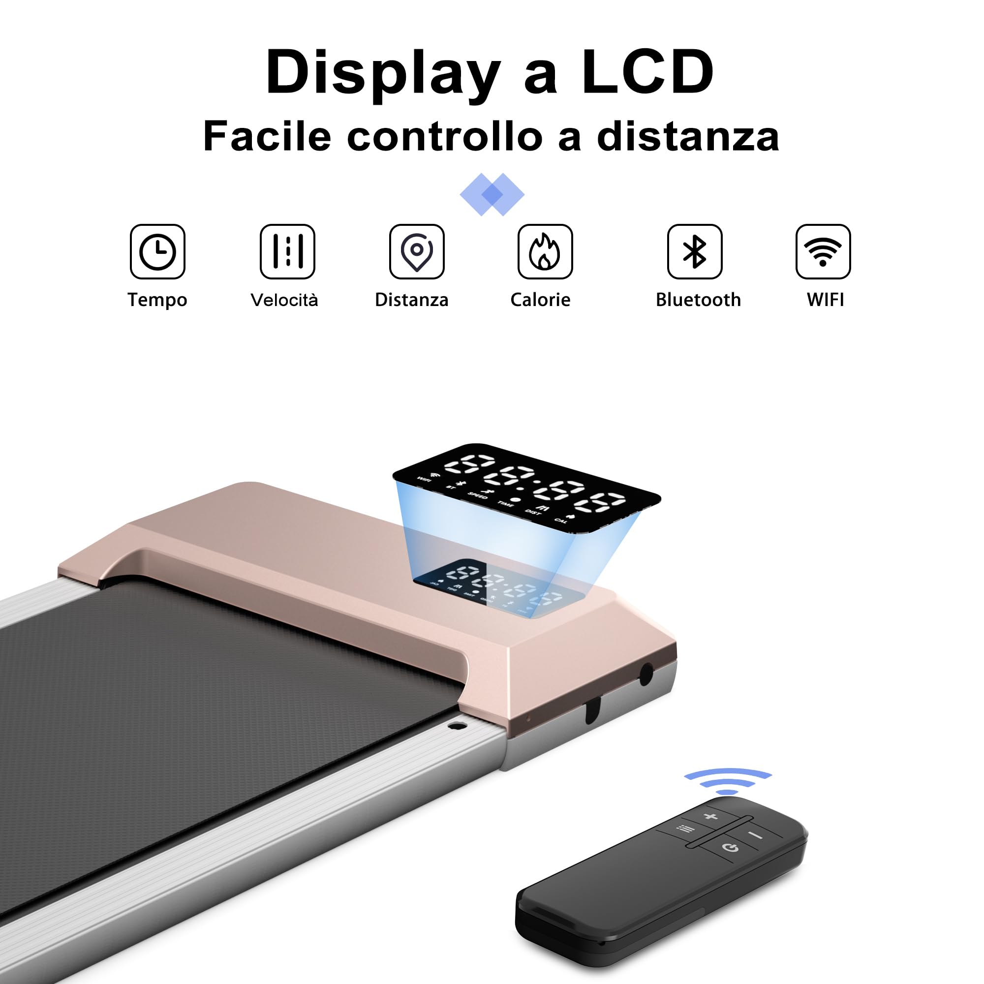 DeerRun Walking Pad Raceable, Tapis Roulant Sotto la Scrivania con APP con Corsi di Formazione e Gare Multi Corridore, 2,5 HP Tapis Roulant Elettrico per Casa e Ufficio 134 kg di Capacità
