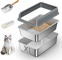 Paulmele Stainless Steel Sifting Litter Box