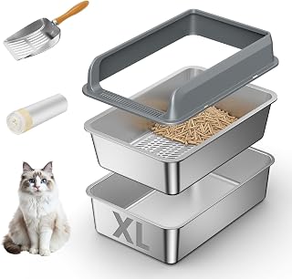 Stainless Steel Sifting Litter Box with Lid Extra Large