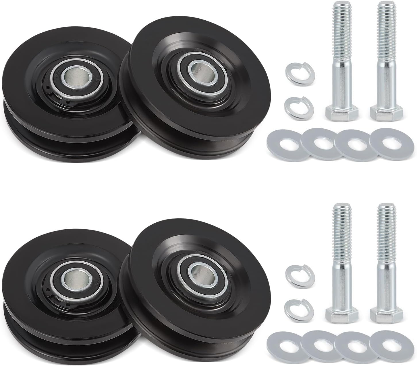 4 Set 90040 Roofing Hoist Carriage Wheel Kit Compatible With TranzSporter TP250 TP400 & LH200 LH2000 Roofing Elevators, Heavy Duty Carbon Steel