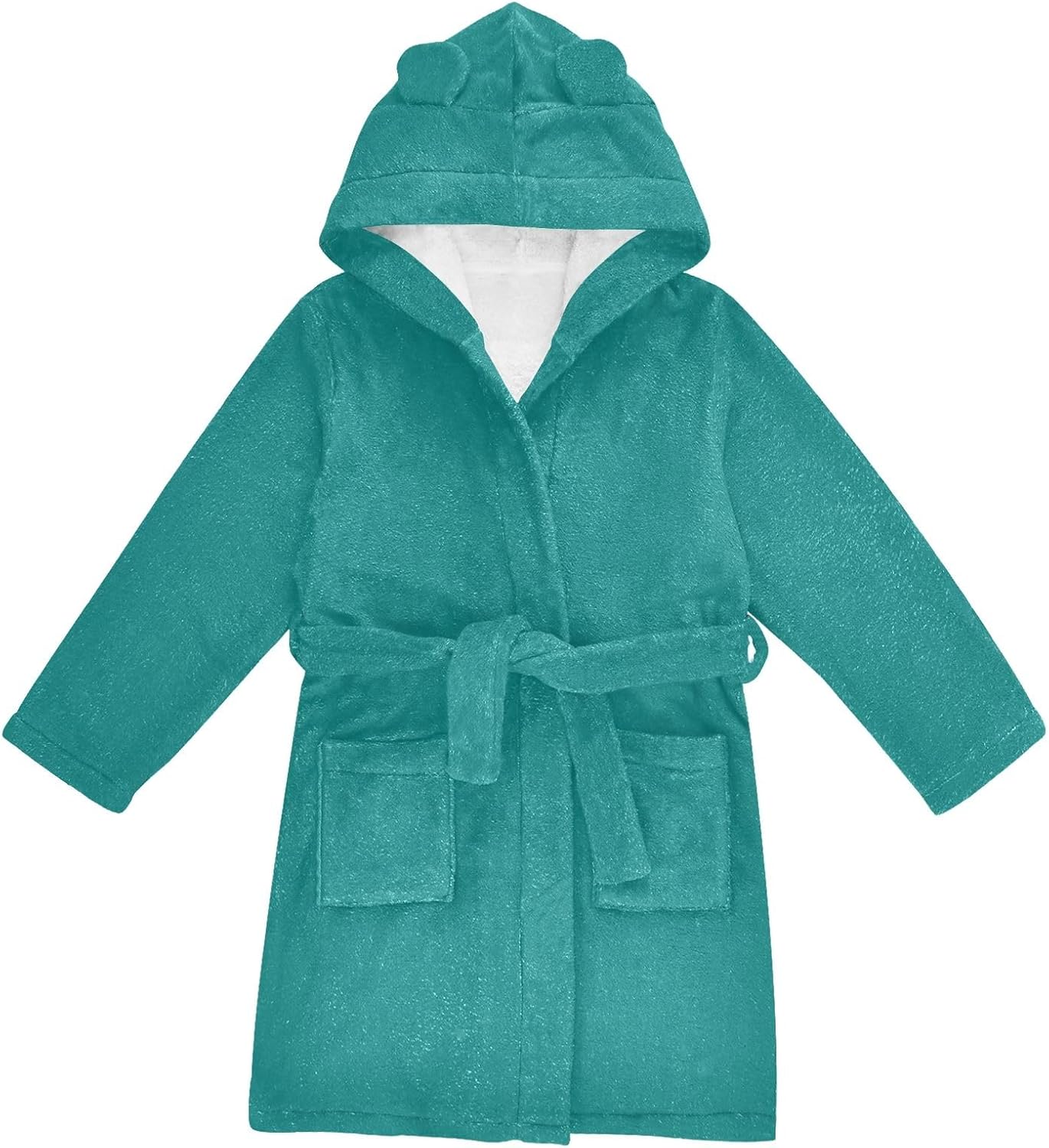 ODAWA Teal Green Kids Bathrobe, Soft Plush Children's Hooded Towel Robe, Quick Dry Swim Bath Towel for Boys Girls