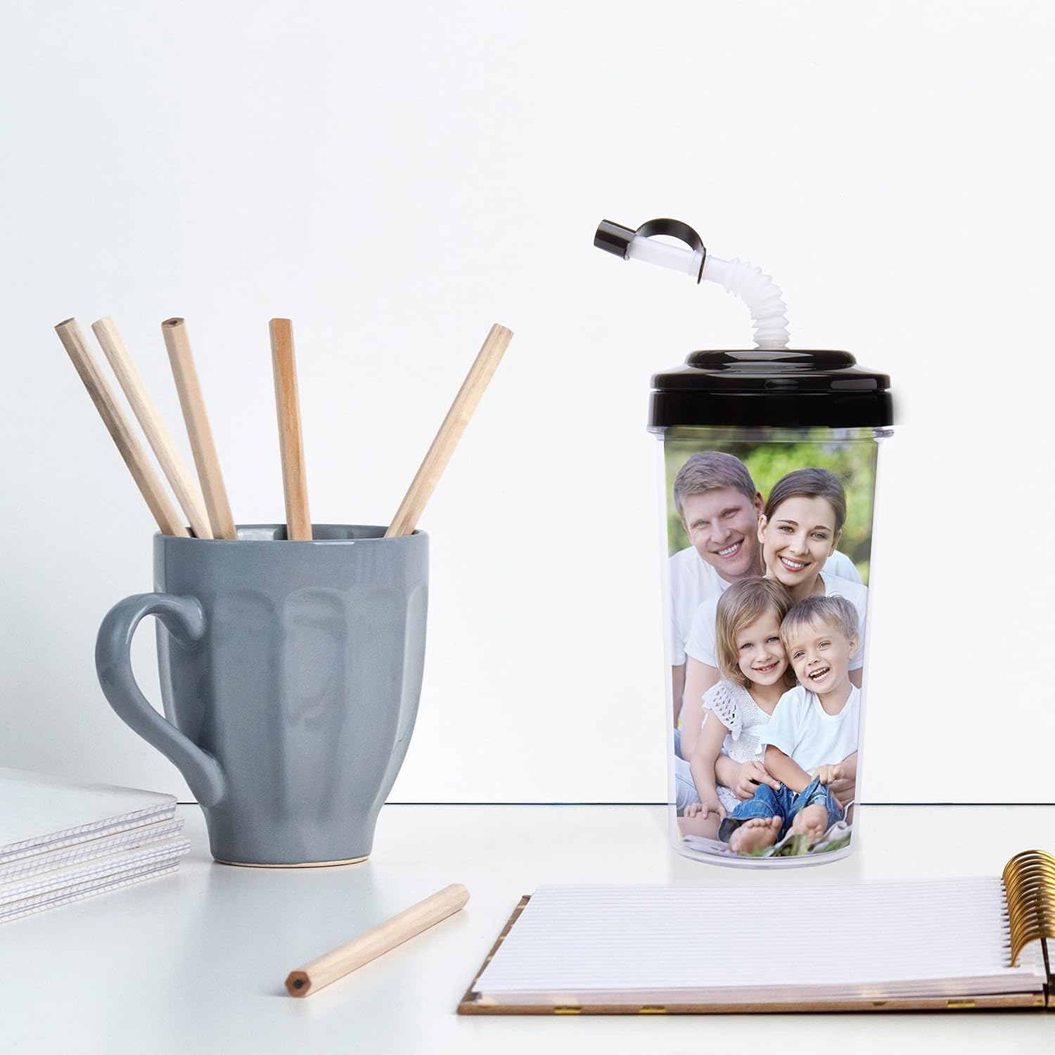 Thermo-Temp 20 oz. Create Your Own Travel Tumbler with Bendy Straw in Black - Image 4