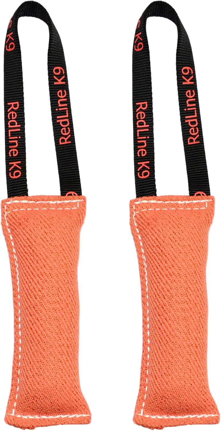 Redline K9 French Linen Tug Toy (3" x 8") 1 Handle- Bundle of 2 Dog Tug Toy (Black)