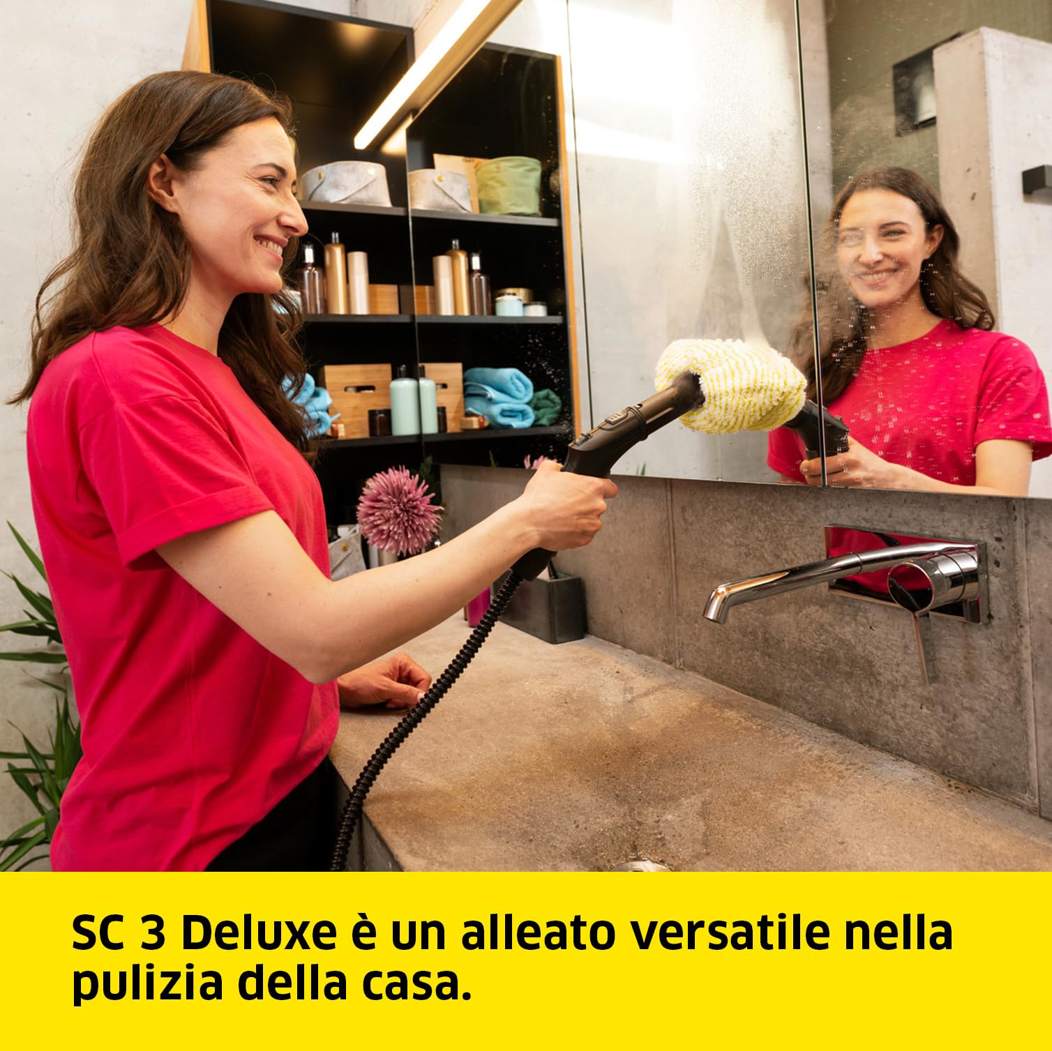 Kärcher Pulitore a Vapore SC 3 Deluxe, Pressione 3,5 bar, Riscaldamento 30 sec, Potenza 1.900 W, Area di Lavoro 75 m², Serbatoio da 1L, Include kit pulizia pavimenti e filtro anticalcare
