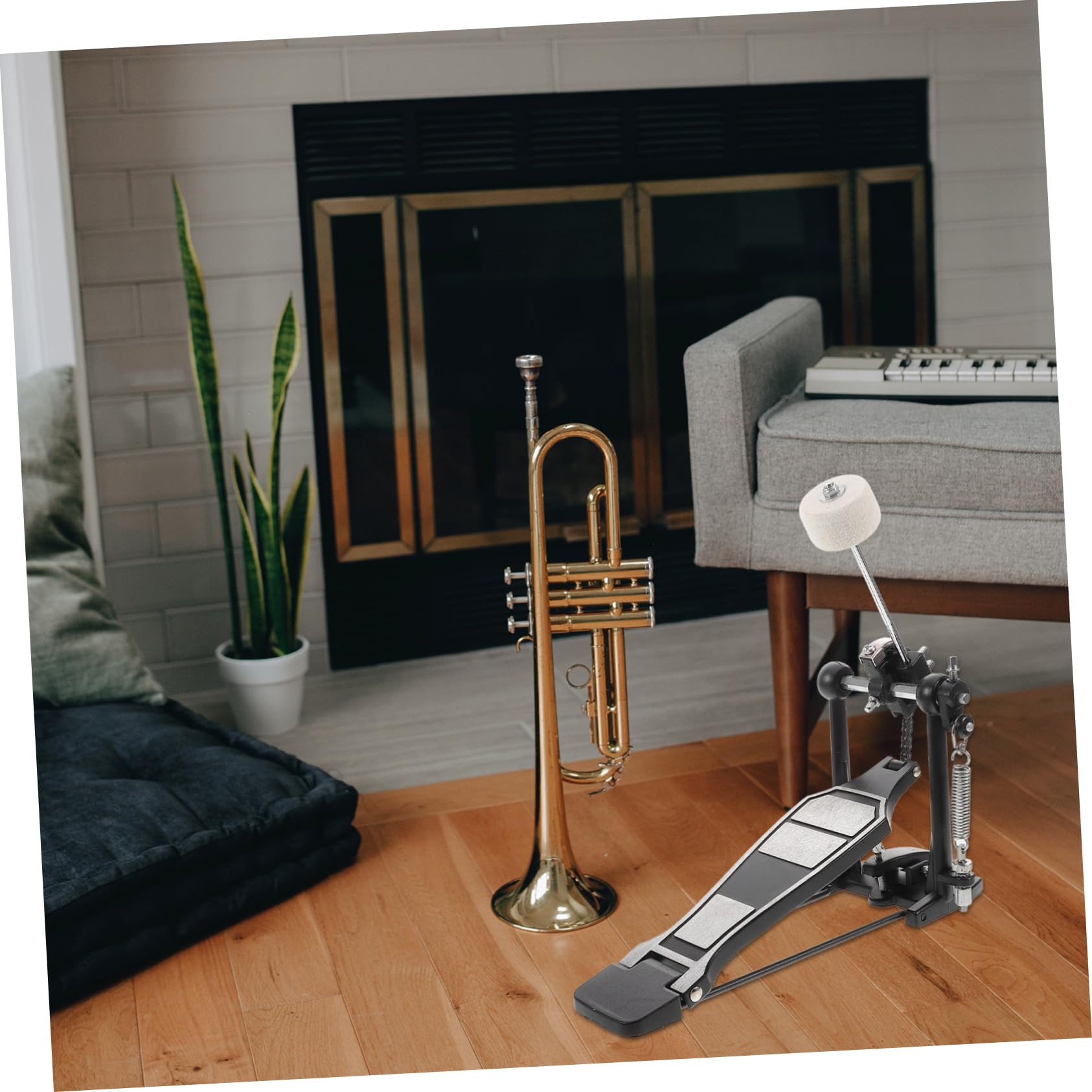 SECFOU Pédale De Grosse Caisse Aluminium Alliage Accessoire De Pour Jazz Et Percussion Pédale Simple Avec Clé De Pour Pratique Et Performance