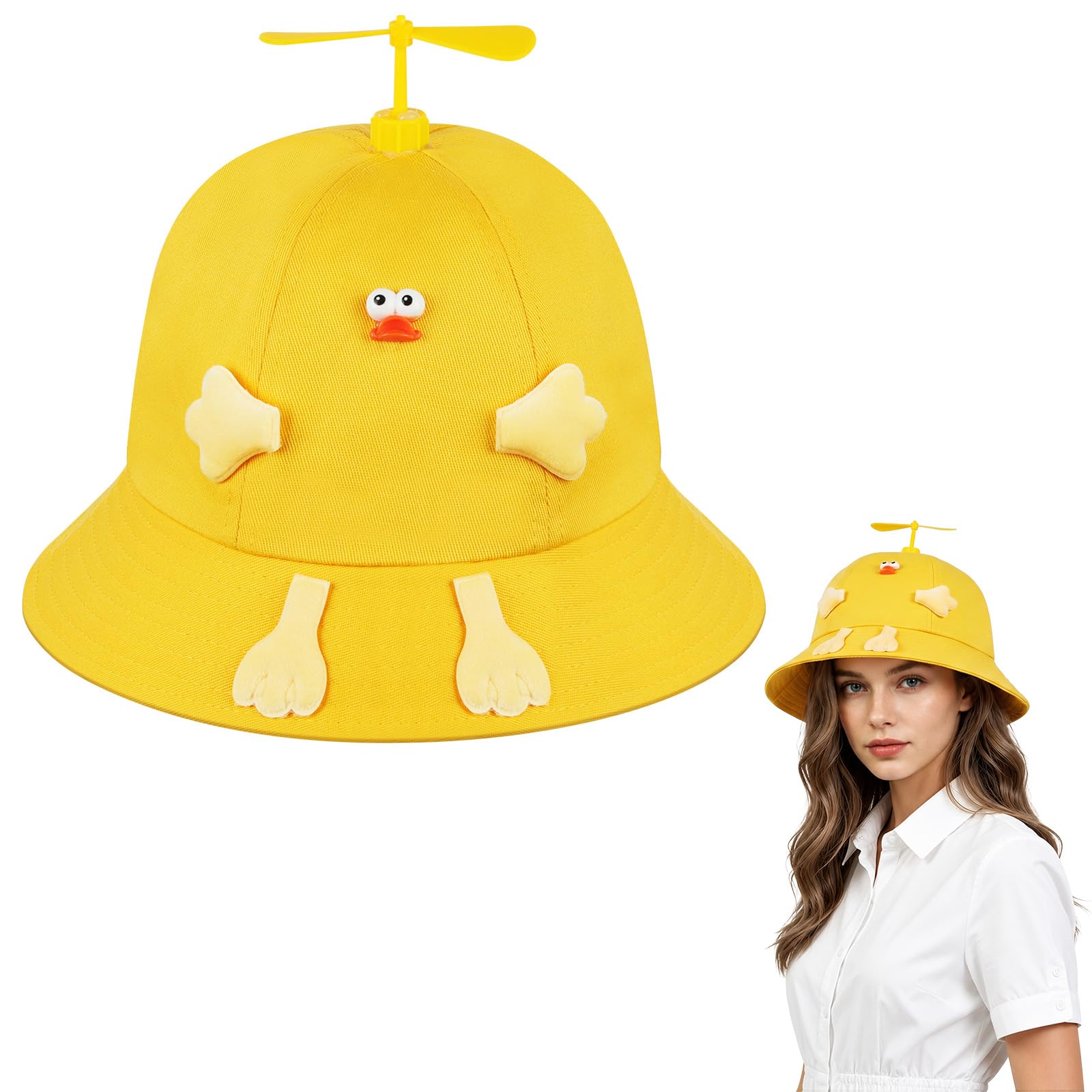 Aomig Adults Propeller Hat for Beach Camping Adventures(Yellow Chick)