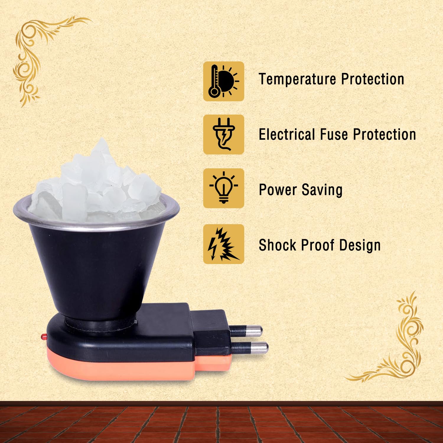 Hari Darshan Electric Aroma Burner with 50g Bhimseni Camphor | Kapoor Dani Camphor Diffuser for Home | Room Freshener | Oil Diffuser | Aromatherapy Vaporizer | Electric Fragrance Diffuser - Image 7 thumbnail