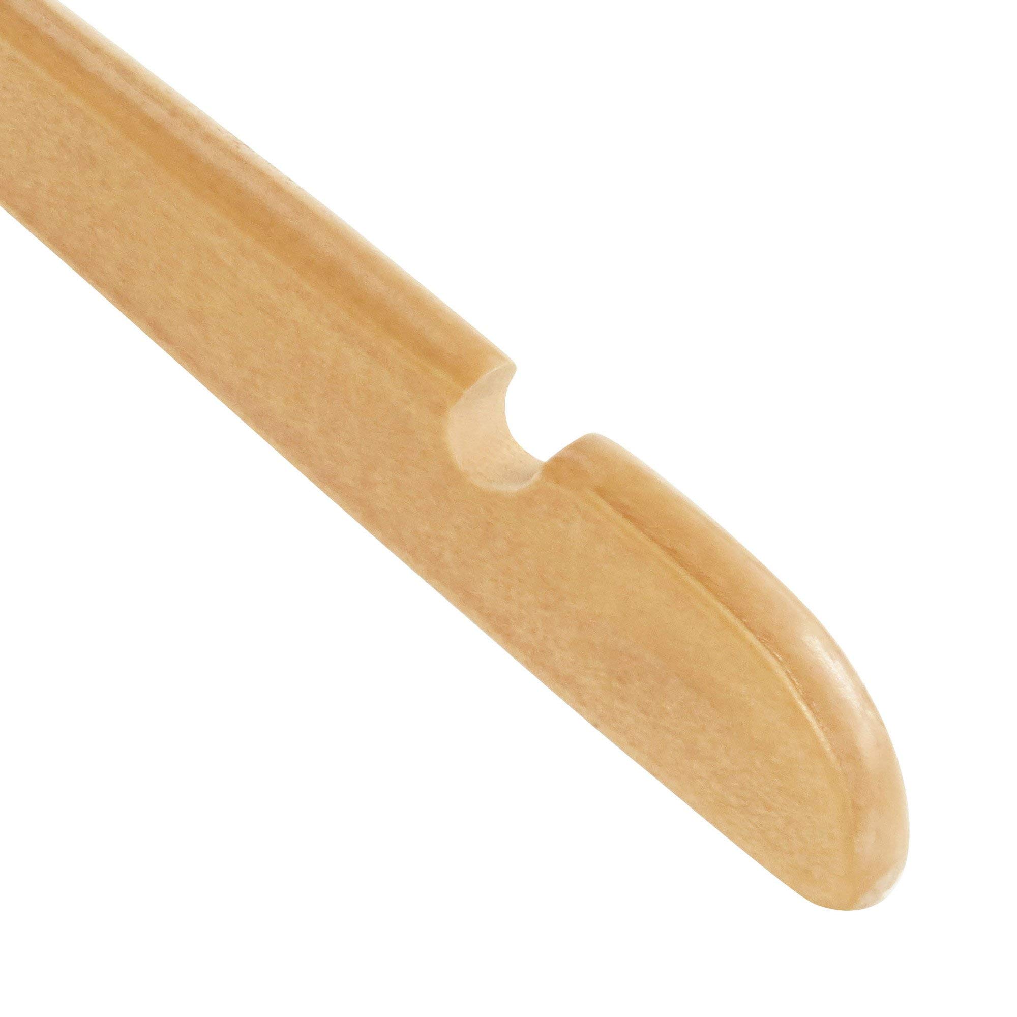 Zestaw 10 naturalnych drewnianych wieszaków na ubrania z naturalnego drewna, 45 cm, z pętelkami na spódnicę do spodni