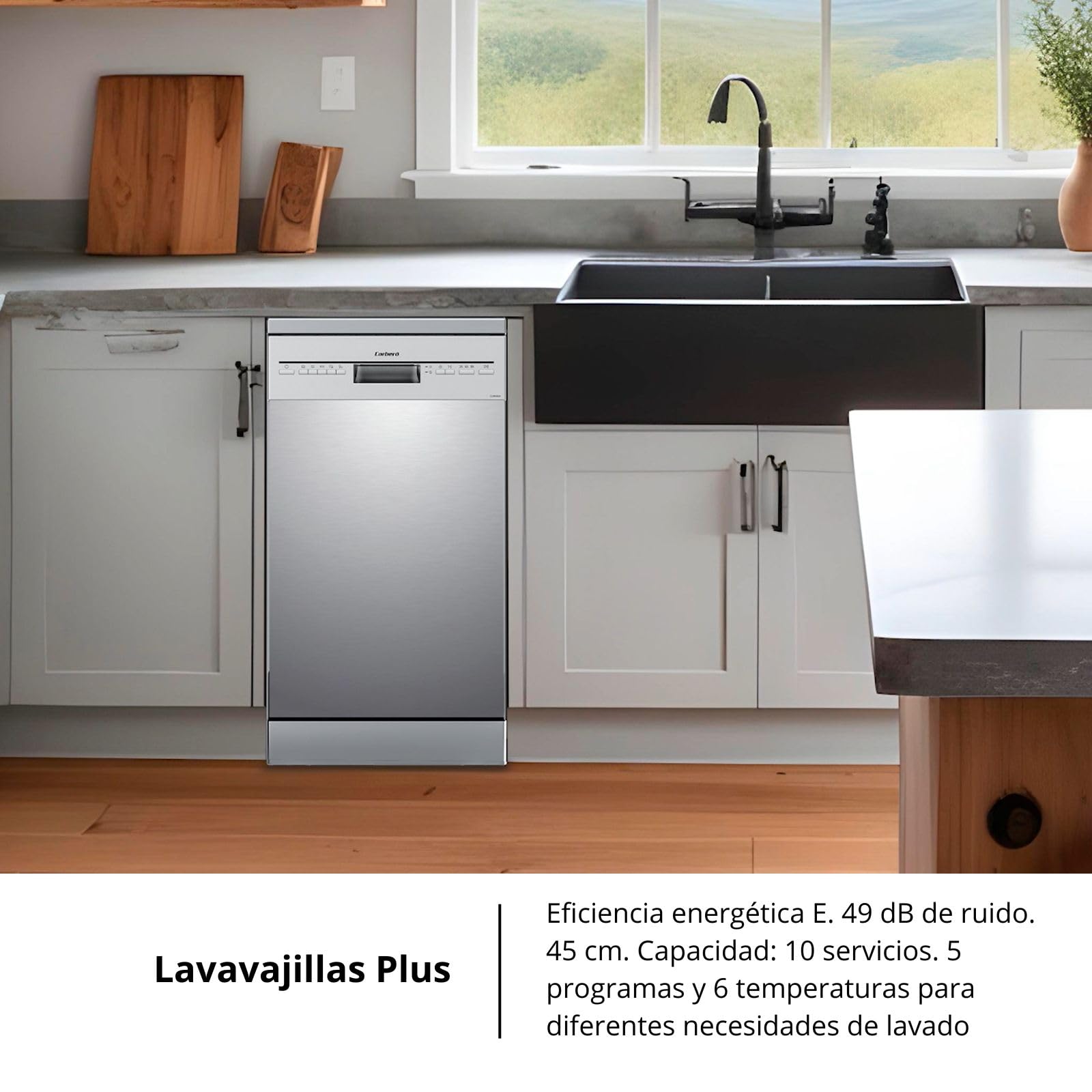 Corberó - Lavavajillas Plus 45 cm | CLVM403X | 10 Cubiertos, 5 Programas con 4 Temperaturas, Indicadores LED | Inicio Diferido, Función Inicio-Pausa | 49 Db | Inox — view 3