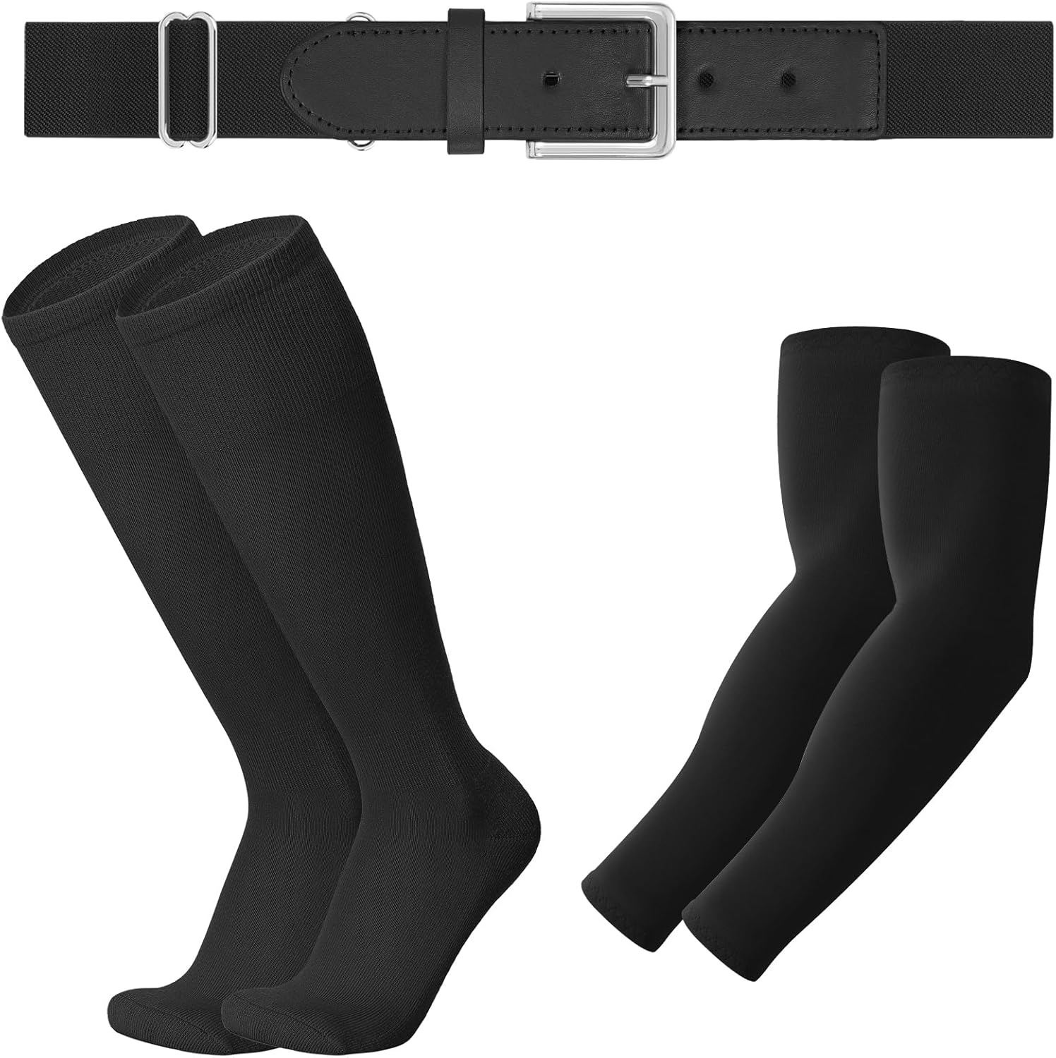 LEACOOLKEY Baseball Belt and Socks Softball Belt Socks Combo Set for Youth and Adult
