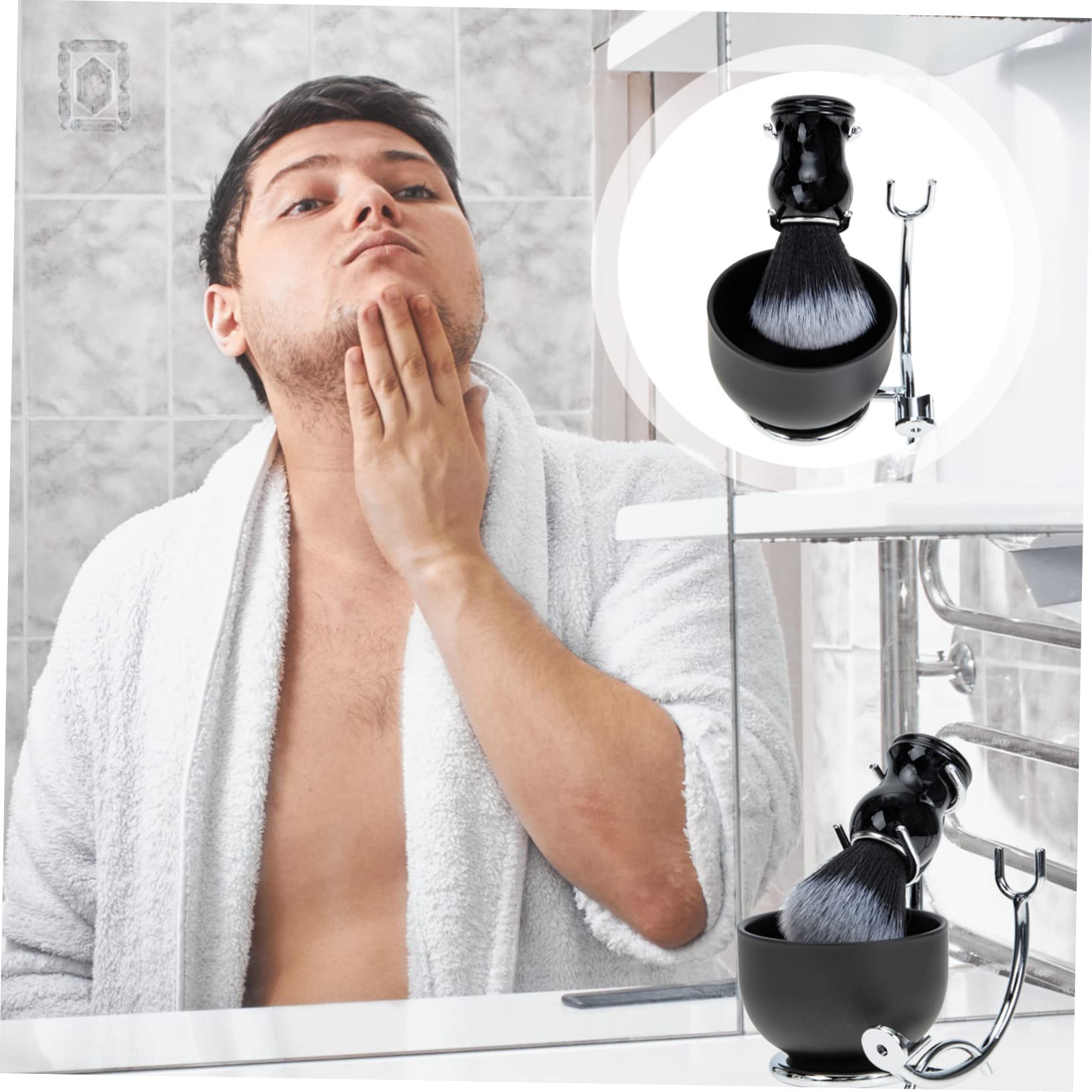 Mipcase Pennello da Barba e Ciotola per Uomo Kit da Barba Completo per Rasatura Adatto