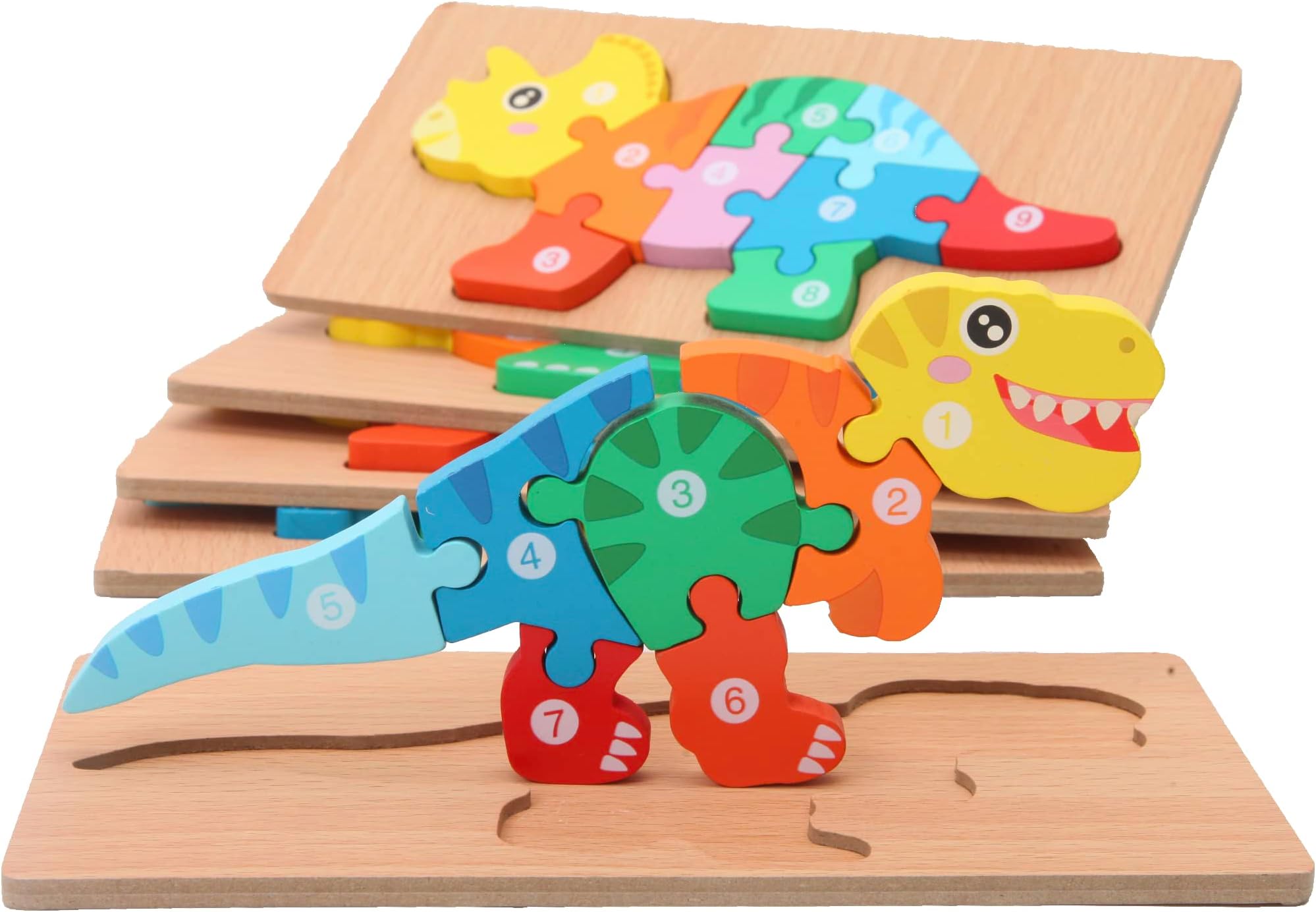 - MONTESSORI MAMA Toddler Puzzles for Kids Ages 3-5 Dinosaur Puzzle 5-Pack, Montessori Toys for 3 Year Olds, Toddler Toys Age 2-4 Gifts for 3 Year Old Boys Girls, Wooden Puzzles for Toddlers