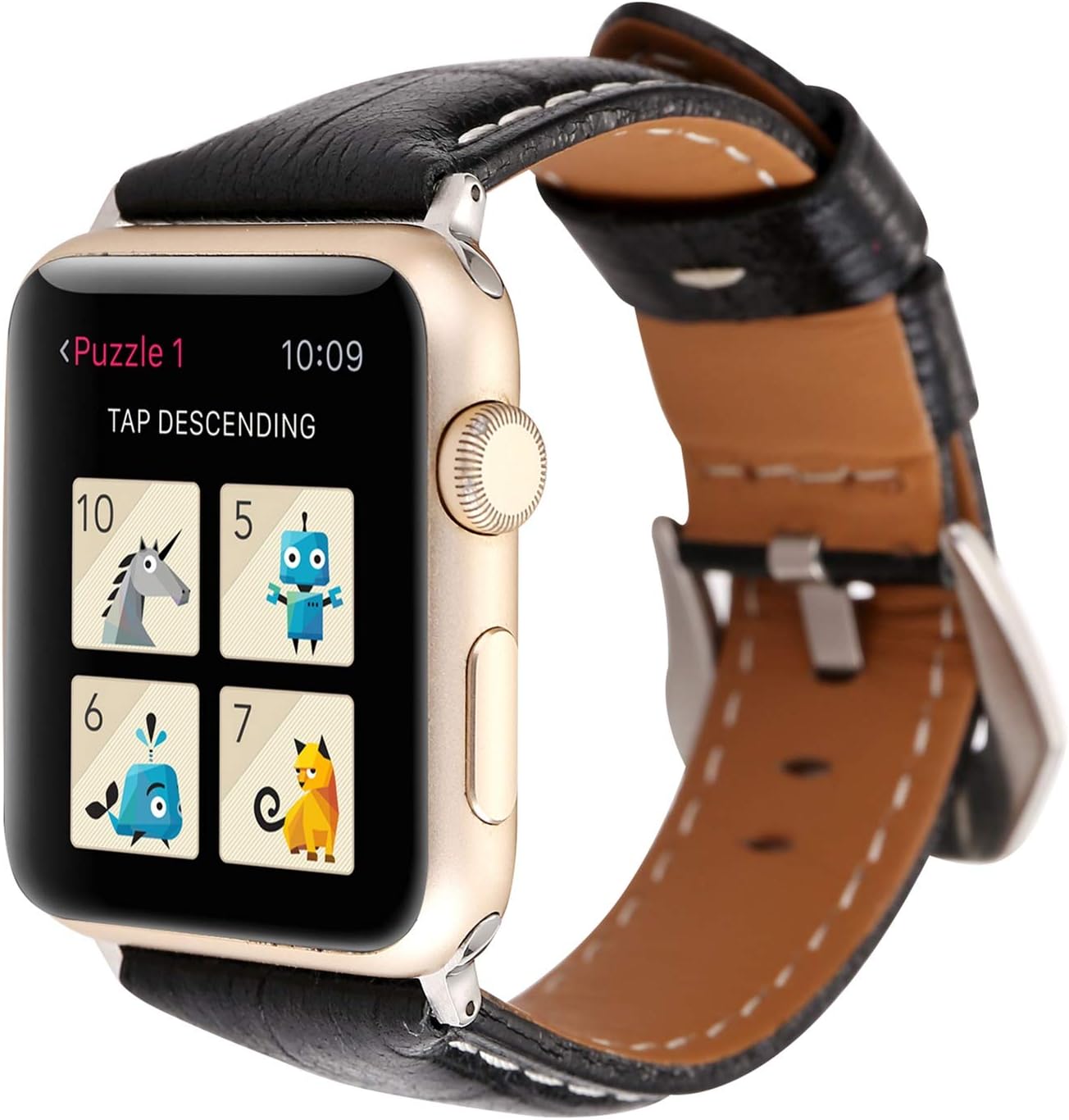 for Apple Watch Band 49 46 45 44 42 41 40 38 mm, Crocodile Pattern Genuine Cow Leather Watch Strap Replacement Wristband for iWatch Series 10 9 8 7 6 5 4 3 2 SE Ultra