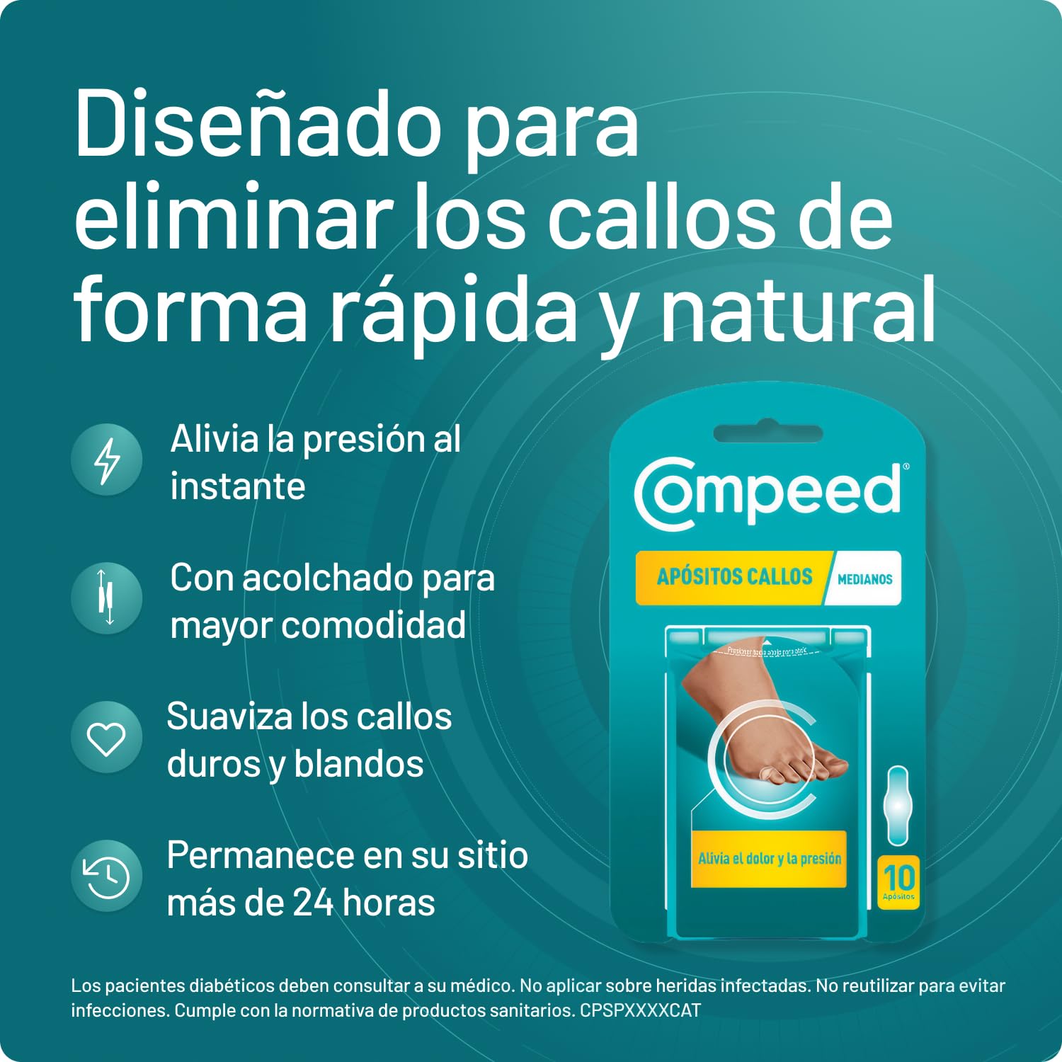 Compeed Callos Medianos, Tratamiento para eliminar los callos de los pies, Pack 10 uds.