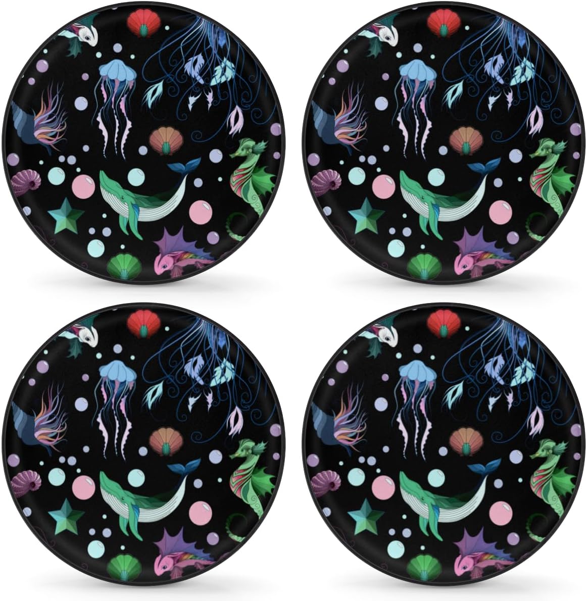 Marine Life Tire Covers Portable Spare Tire Cover Soft Durable Waterproof Dustproof Set of 4 Bags 16 Inches for Car Truck SUV Trailer Camper