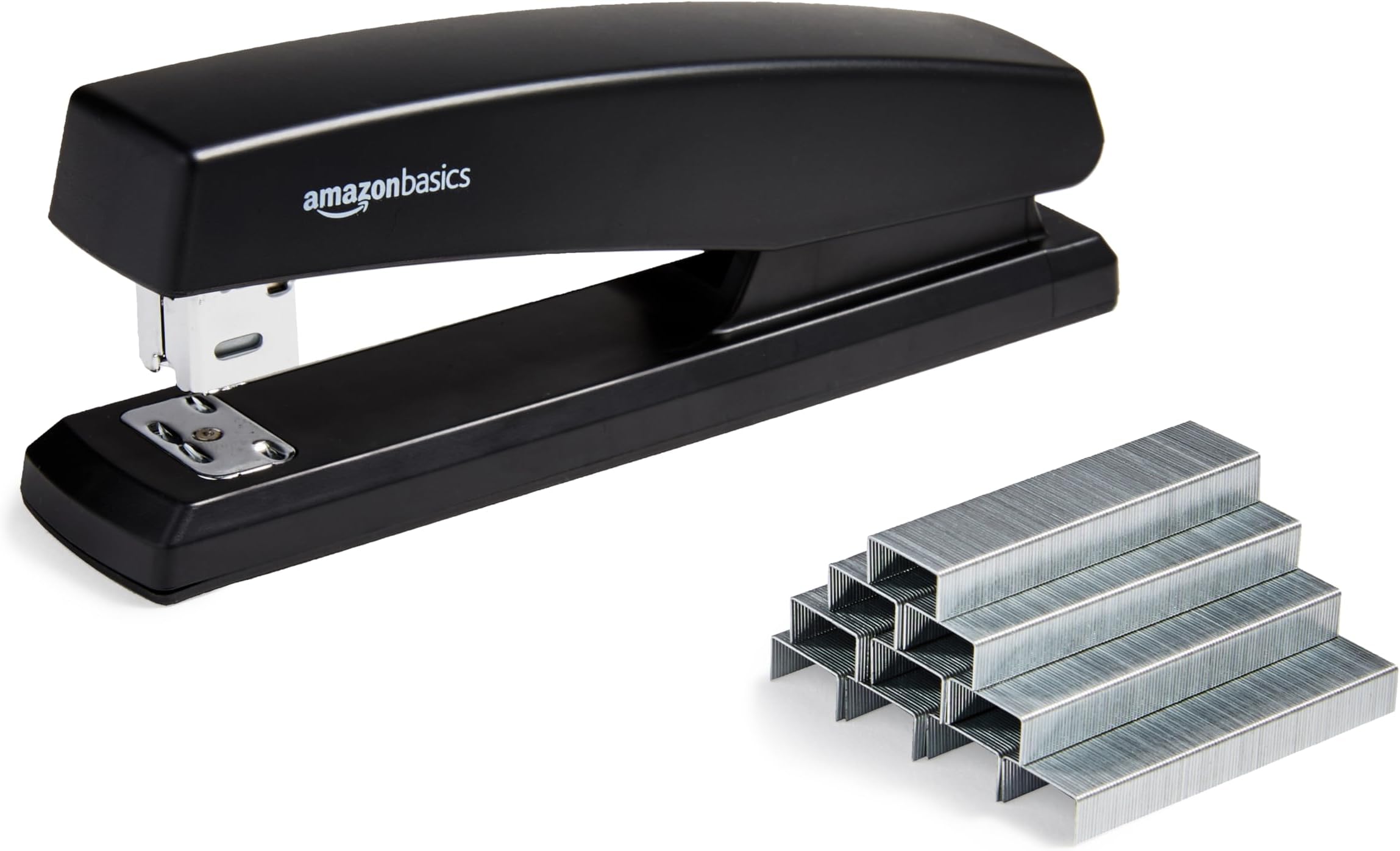 Amazon Basics Stapler with 1000 Staples, 25 sheet capacity, anti-slip rubber base, Home, Office, Black