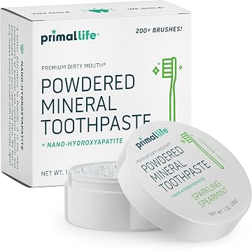 Primal Life Organics - Dirty Mouth Toothpowder, Tooth Cleaning Powder, Flavored Essential Oils with Natural Kaolin & Bentonite Clay, Good for 200+ Brushings, Paleo, Organic, Vegan Spearmint, 1 oz