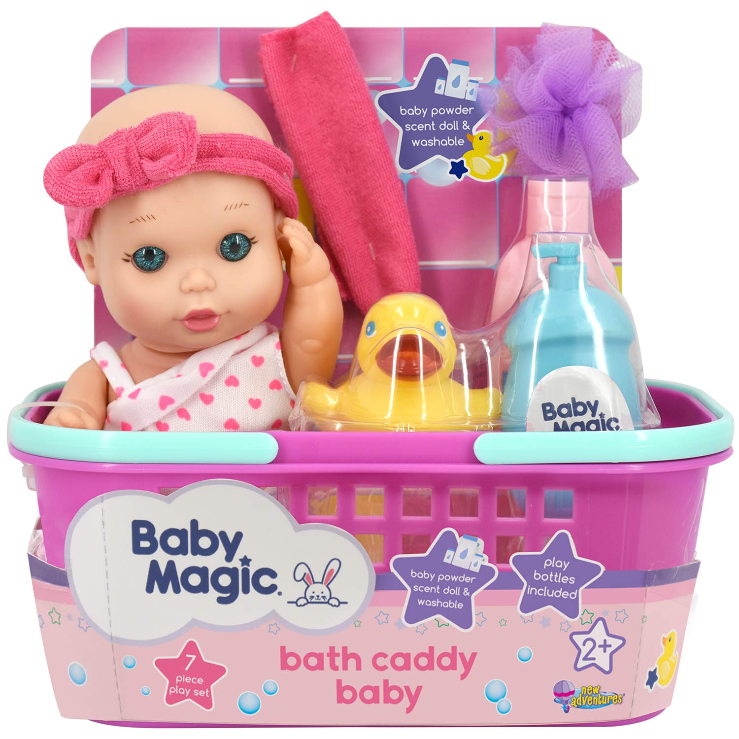 New Adventures Little Darlings Baby Magic 8" Bath Caddy Baby Brown Eyed Baby