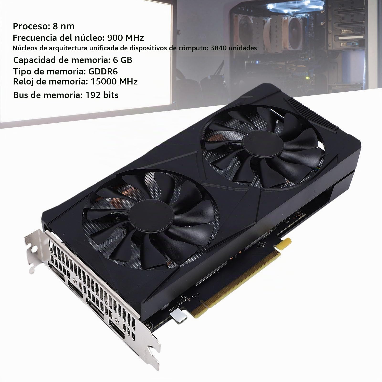 Cuifati Tarjeta Gráfica HD, Tarjeta Gráfica para Juegos de Escritorio con Doble Ventilador de 192 bits, Resolución de 1920 X 1080 para Más de 60 Fotogramas con RTX 3060 6 GB GDDR6 para