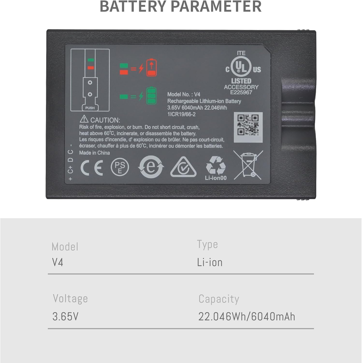2-Pack V4 Replacement Battery with Micro-USB Cable for Ring-Doorbell 2/3/4/3 Plus, Spotlight Camera Stick Up Cam, Rechargeable Upgraded Lithium Li-ion Batteries Camera Indoor 3.65V 6040mAh/22.046Wh