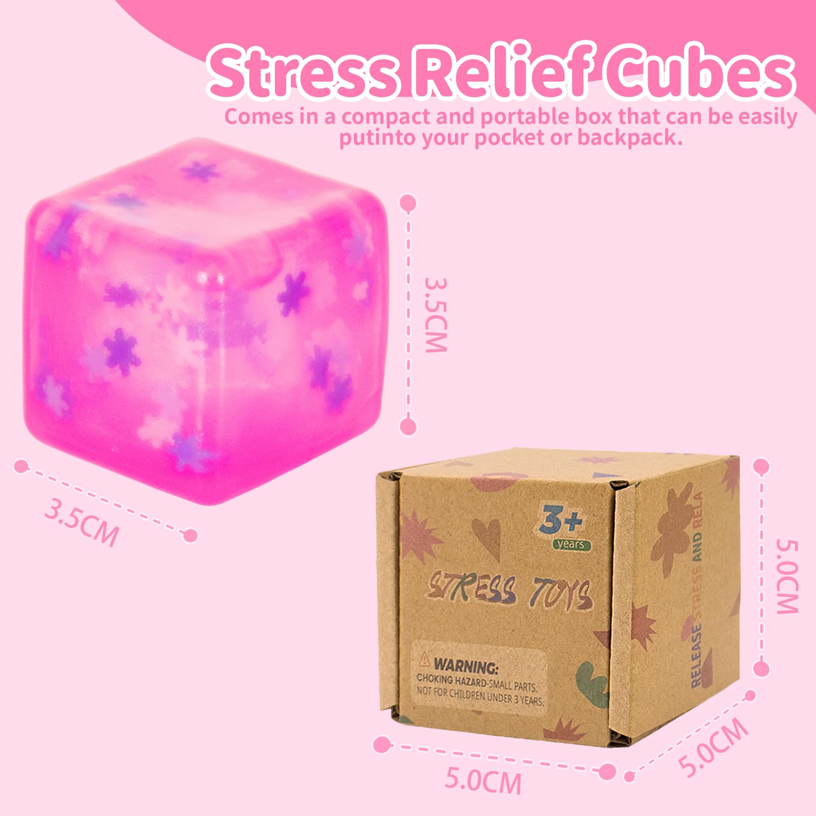 Graphinza snowflake Soft Cube Squeeze Toy, small and Medium Ice Cube Stress Relief Toys, Sensory Stress Relief Toys - Image 2