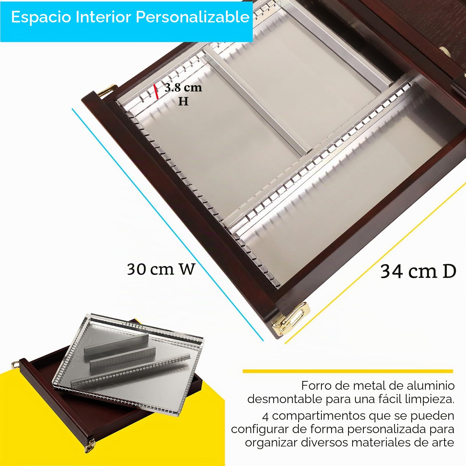 MEEDEN Caballete de mesa de estudio con cajón forrado de metal, caballete ajustable de madera de haya maciza y caballete de dibujo con almacenamiento,
