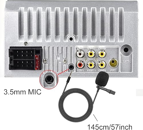 Miniatura 5 de NHOPEEW Micrófono de coche de 0.138 in para estéreo de automóvil, universal, portátil, 5 pies, micrófono de clip Lavalier para unidad principal del