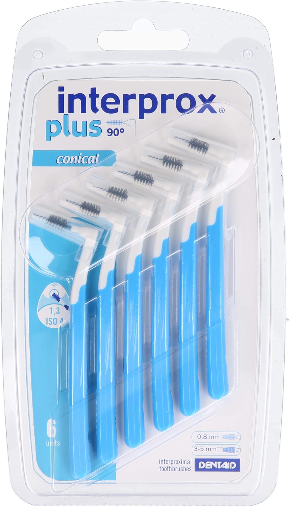 Interprox 0.8 mm Blue Plus Interproximal Conical Brush - Pack of 6