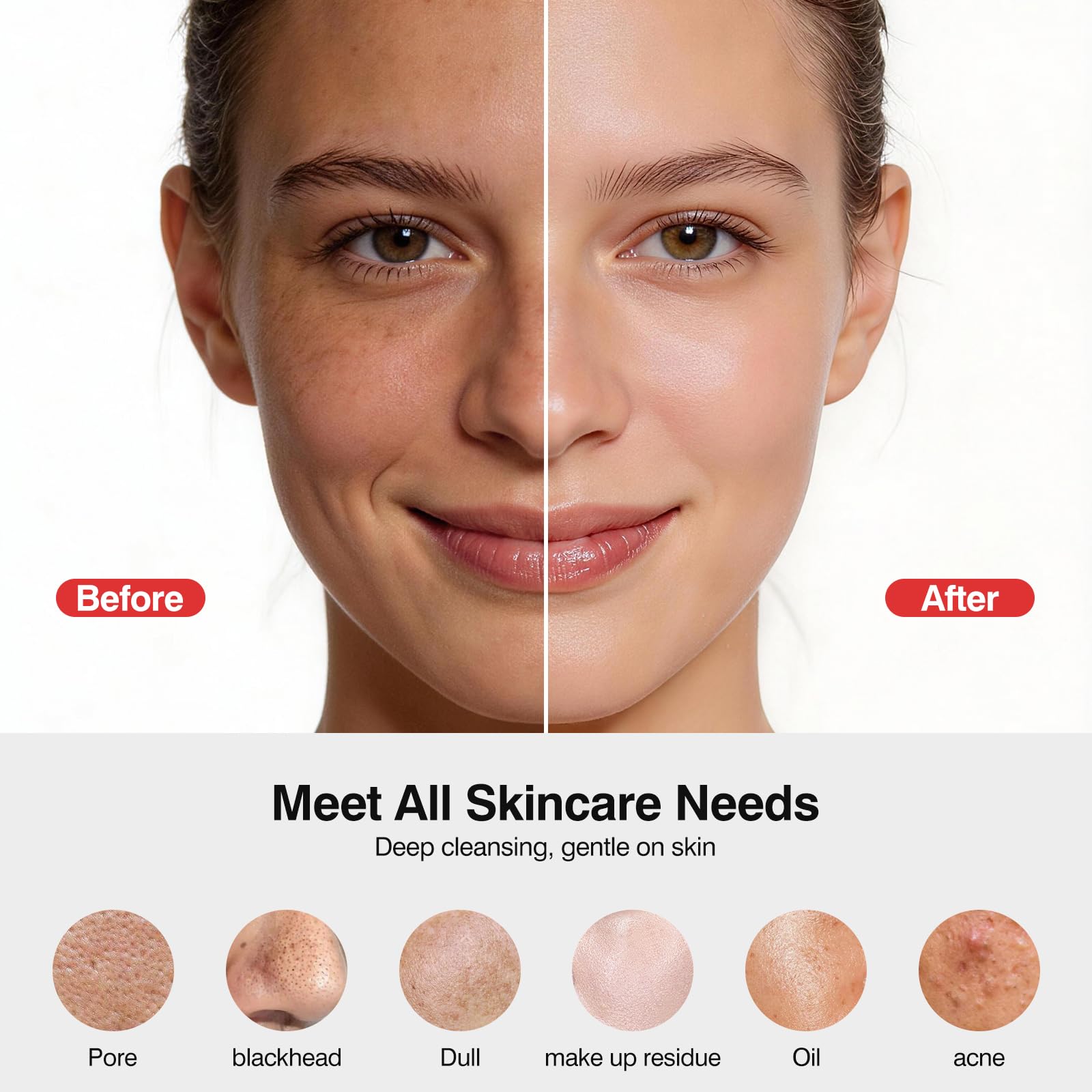 Exfoliante facial eléctrico, cepillo de limpieza facial de silicona recargable con punta de masaje térmico, limpiador facial vibrador para limpieza profunda, cepillo facial impermeable para hombres y