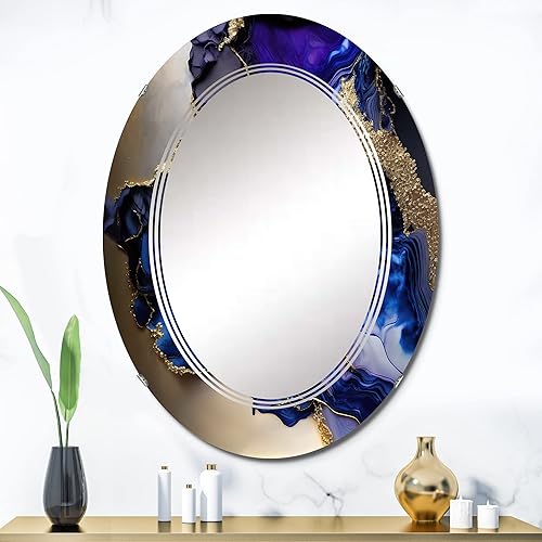 Miniatura 2 de Abstract Geode Gold and Purple Marble- Vanity Mirror, Bathroom Mirrors, Wall Mirrors for Living Room, Bedroom - Oval Mirror - Large 20'x30', 24'x36'