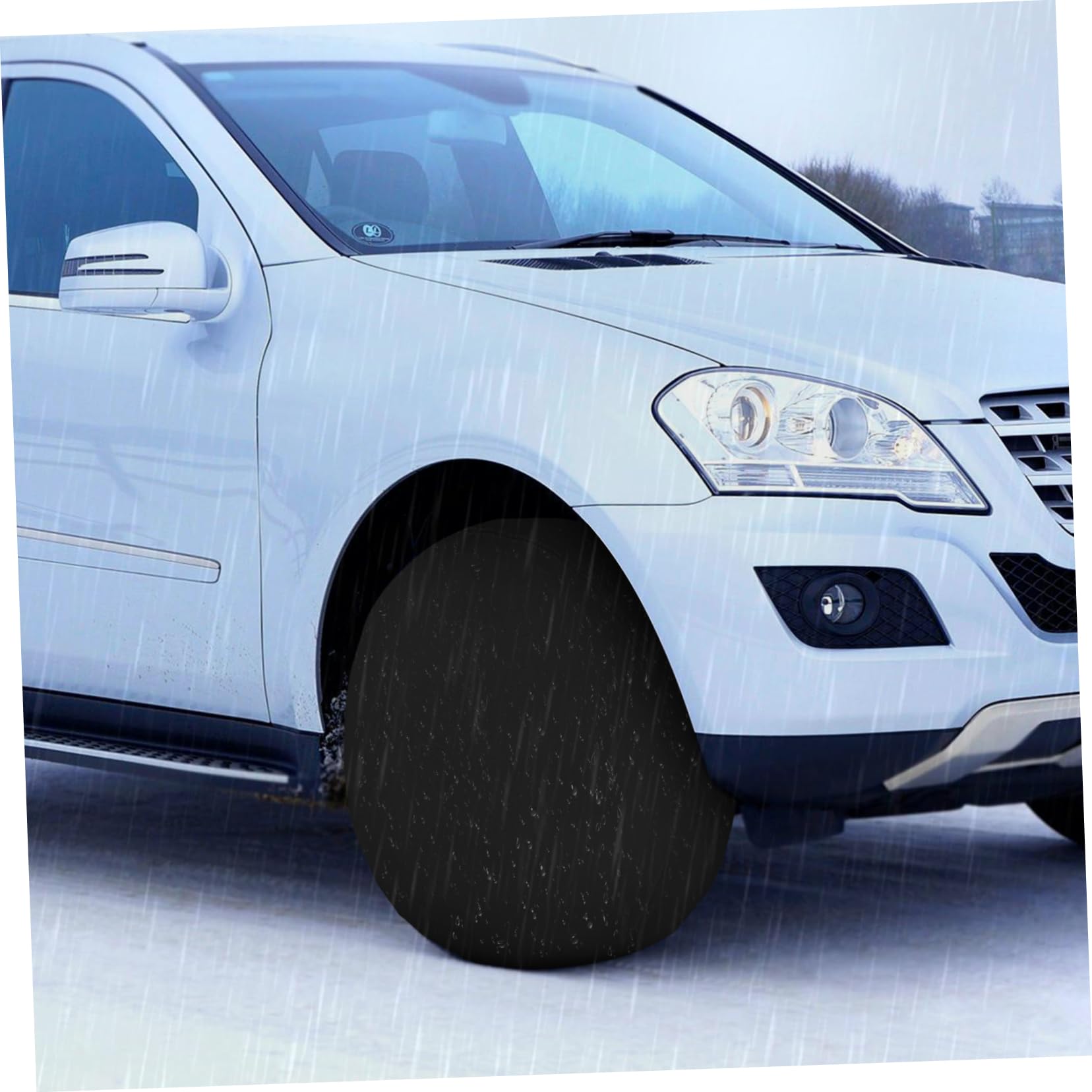GALPADA Fundas para Neumáticos De Coche 420d Oxford Revestimiento Plateado, 4 Unidades, Diámetro 60-66 Cm y Ancho 30 Cm, Protección contra Viento y Polvo para Caravanas y Vehículos Todoterreno