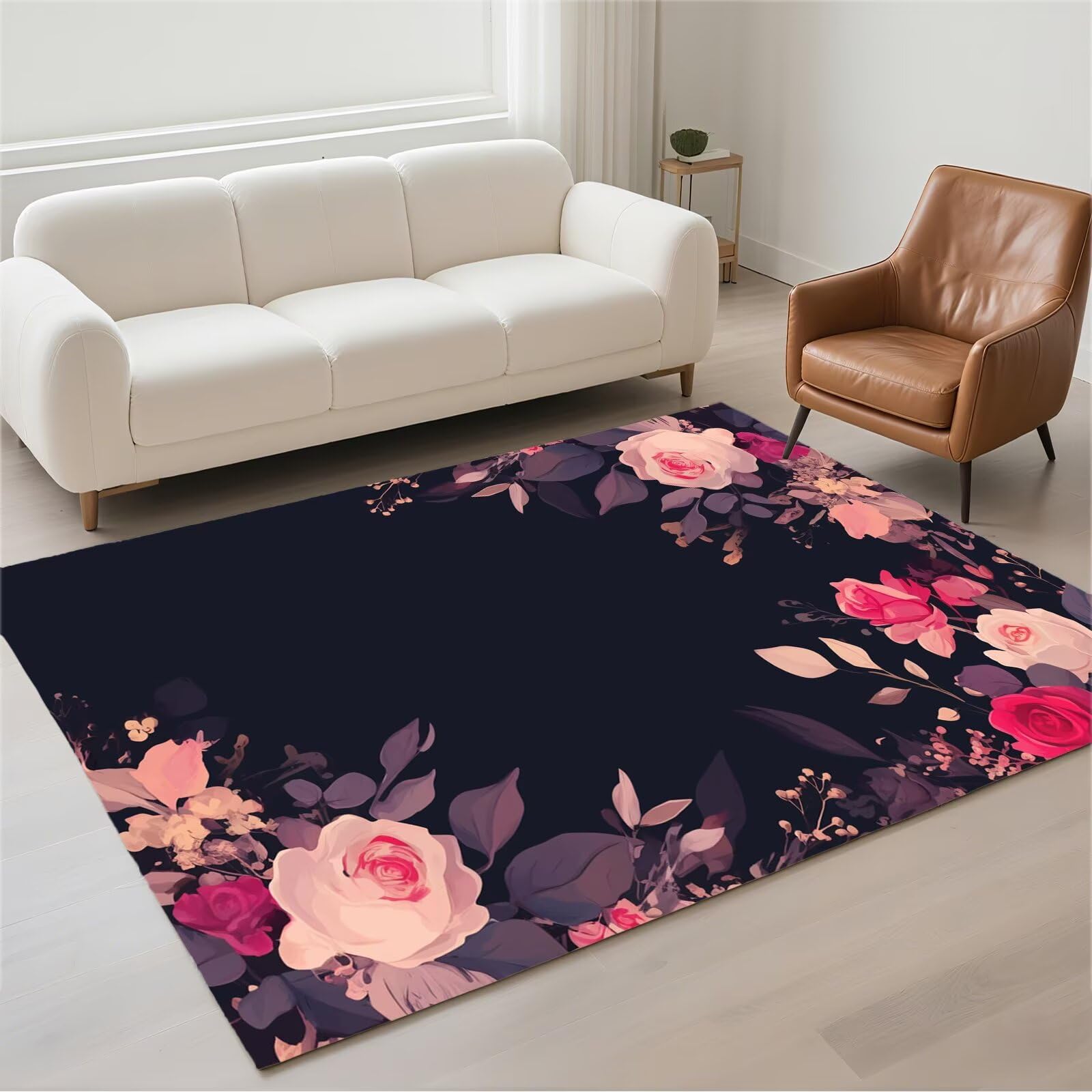 Petit tapis lavable en machine 50x80cm rose antidérapant et imperméable pour chambre