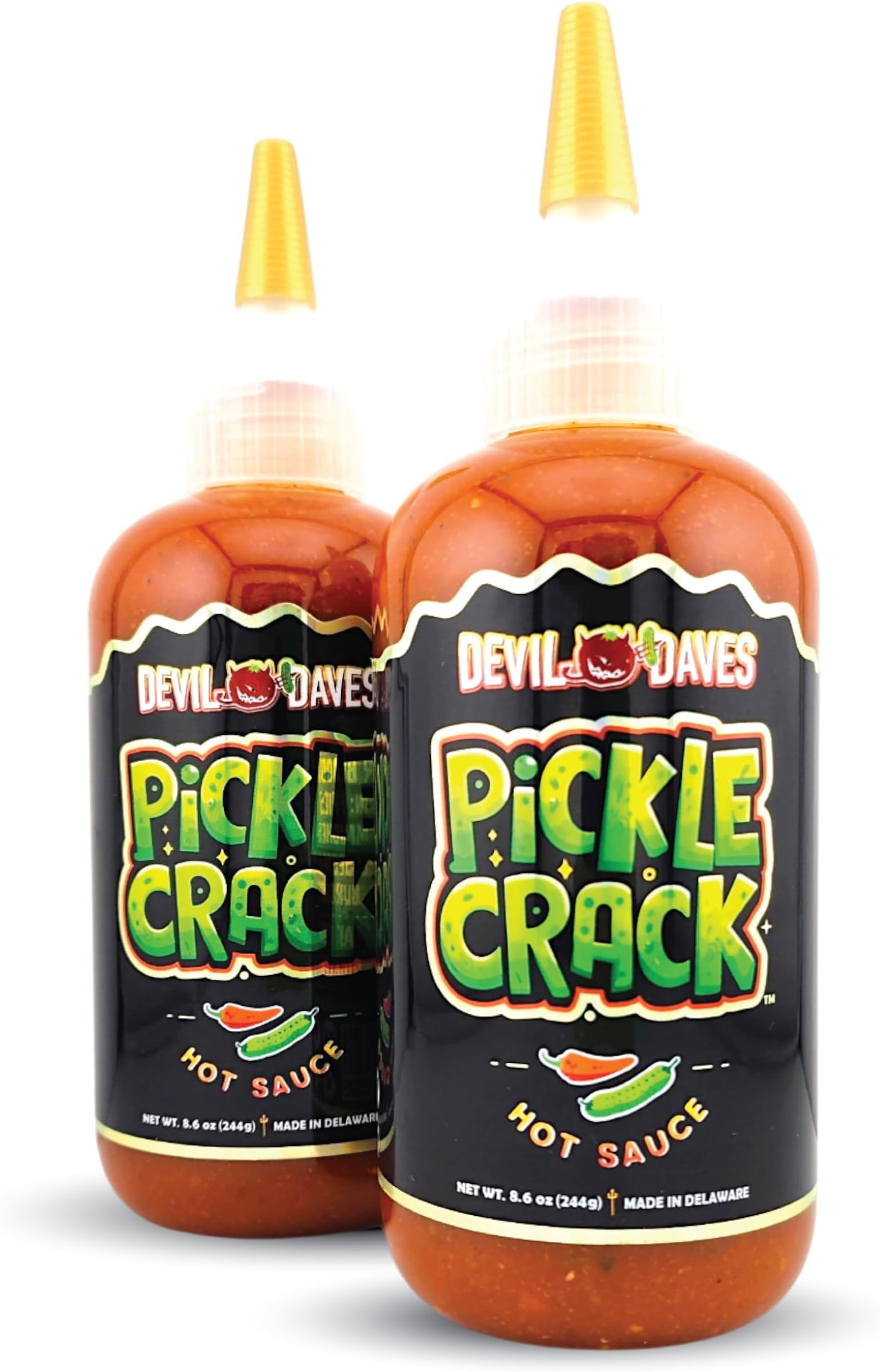 Dill Pickle Hot Sauce | Devil Daves Pickle Crack - Medium Heat, 8.6 Oz (Pack of 2)