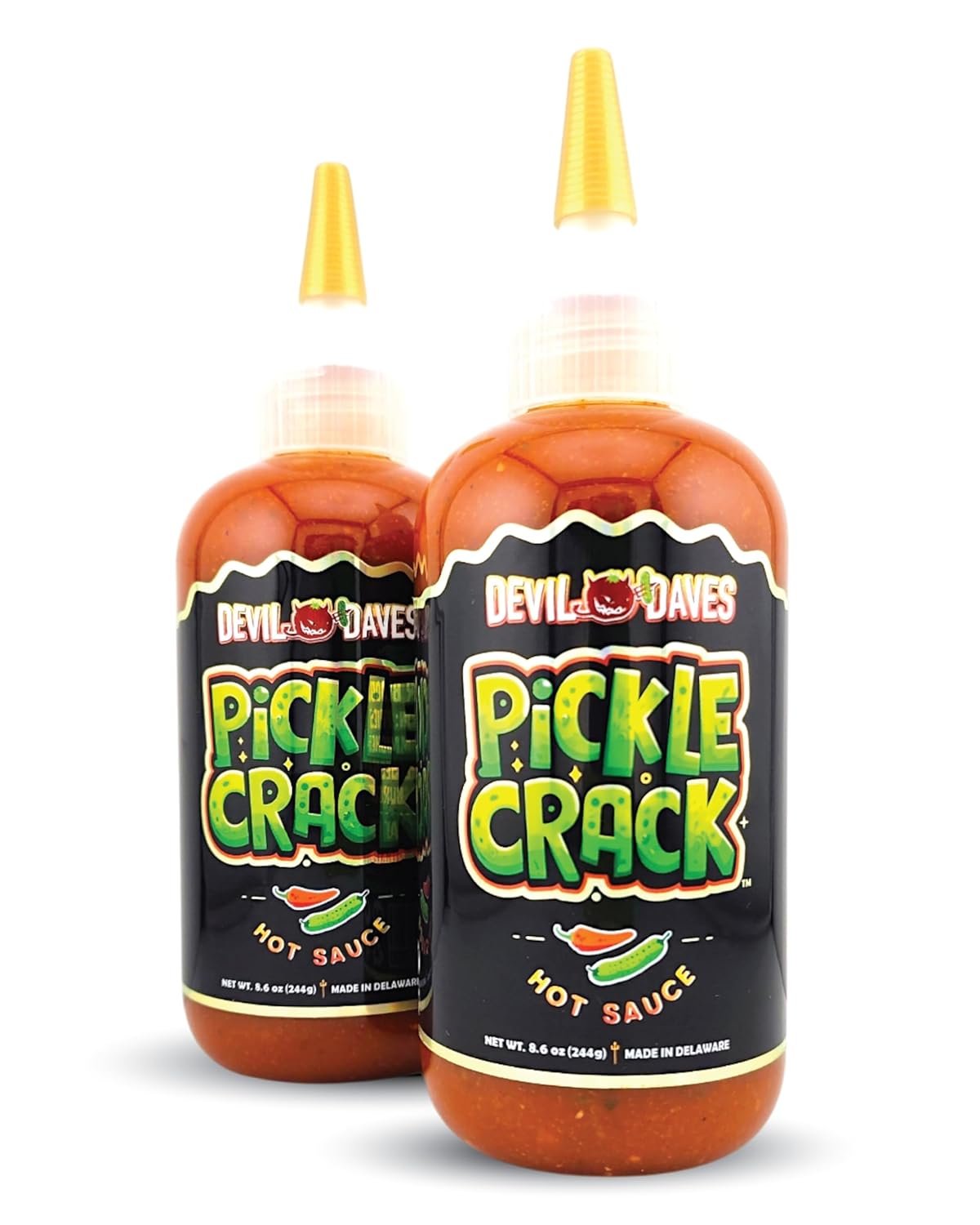 Dill Pickle Hot Sauce | Devil Daves Pickle Crack - Medium Heat, 8.6 Oz (Pack of 2)